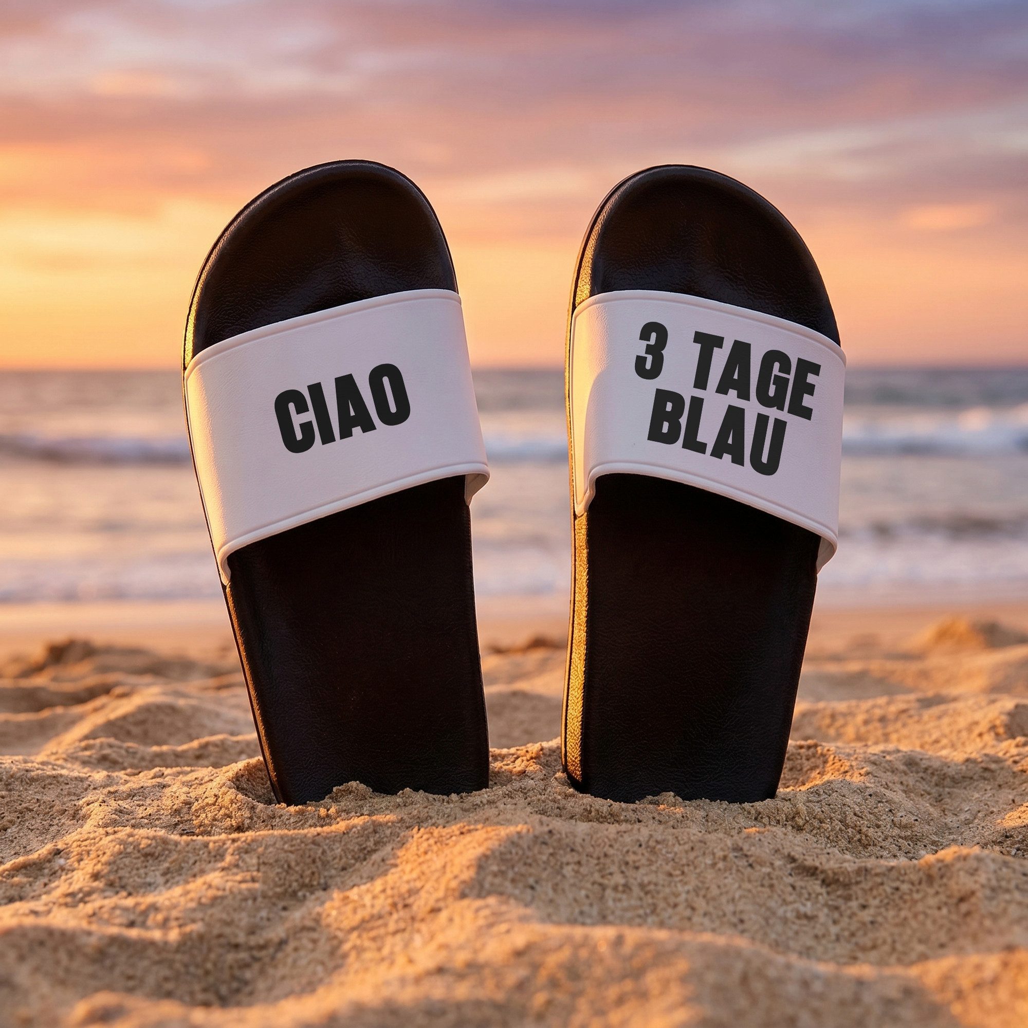 22Feels Geschenk Badelatschen Herren lustig Malle Urlaub Spruch Ciao 3 Tage Badepantolette IN DEUTSCHLAND BEDRUCKT
