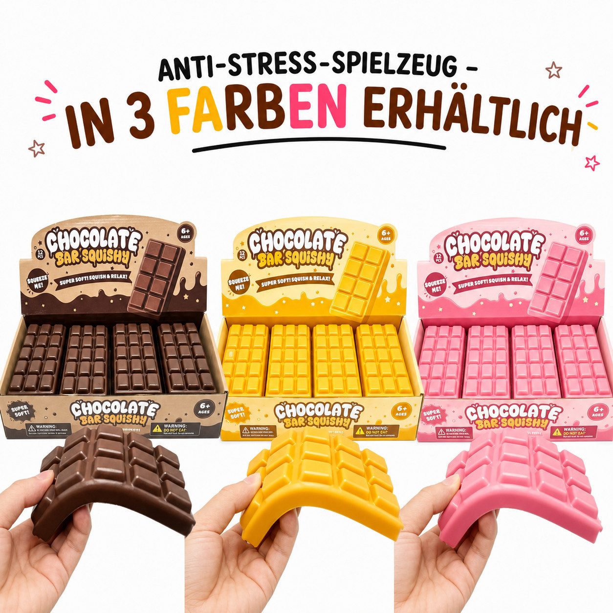 Candy & Bar Greifling Squishy Schokoladentafel – Anti-Stress Fidget Toy zum Quetschen