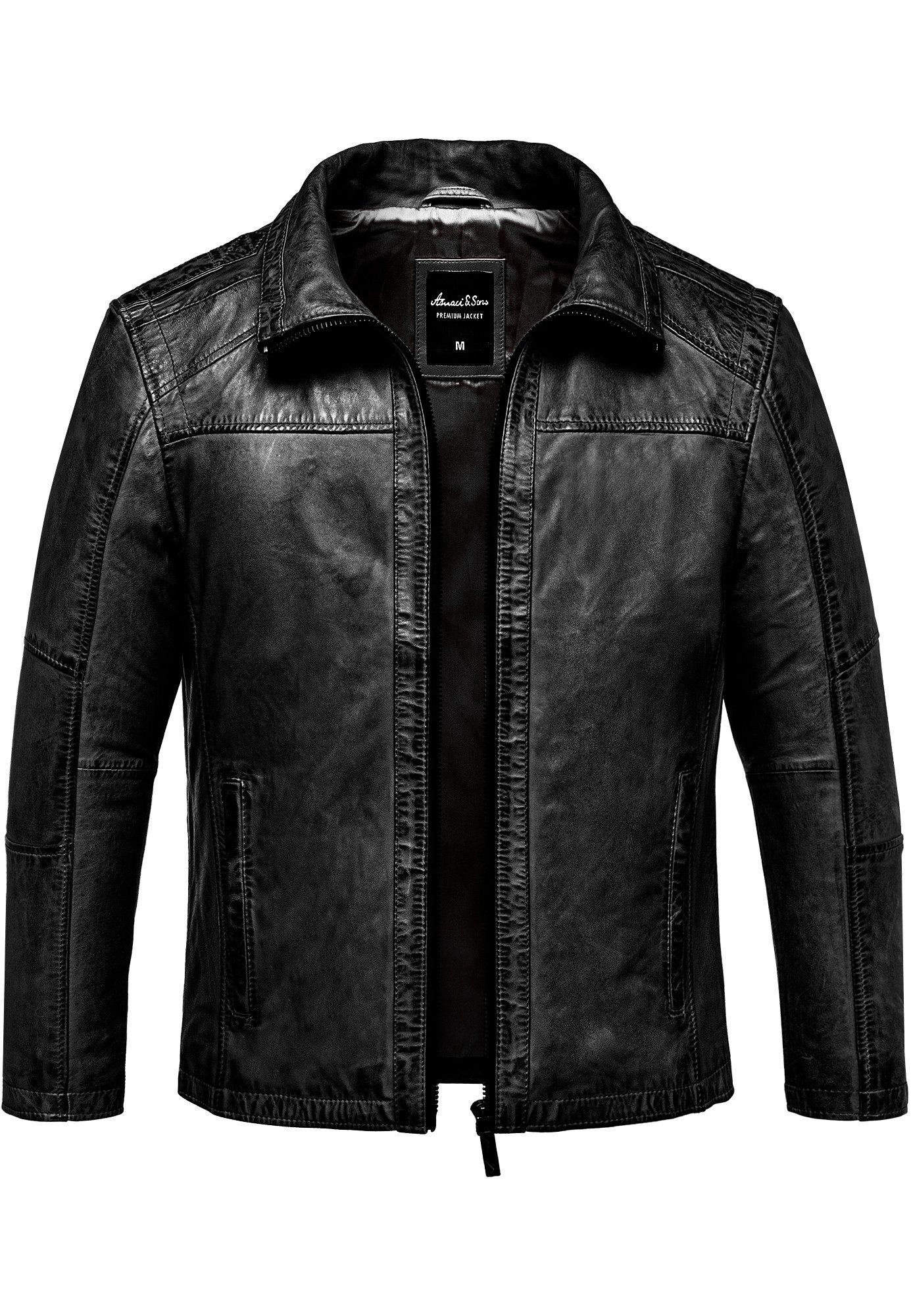Amaci&Sons Lederjacke ANTIOCH Lederjacke Herren Echtleder Lederjacke Biker Zipper Jacke