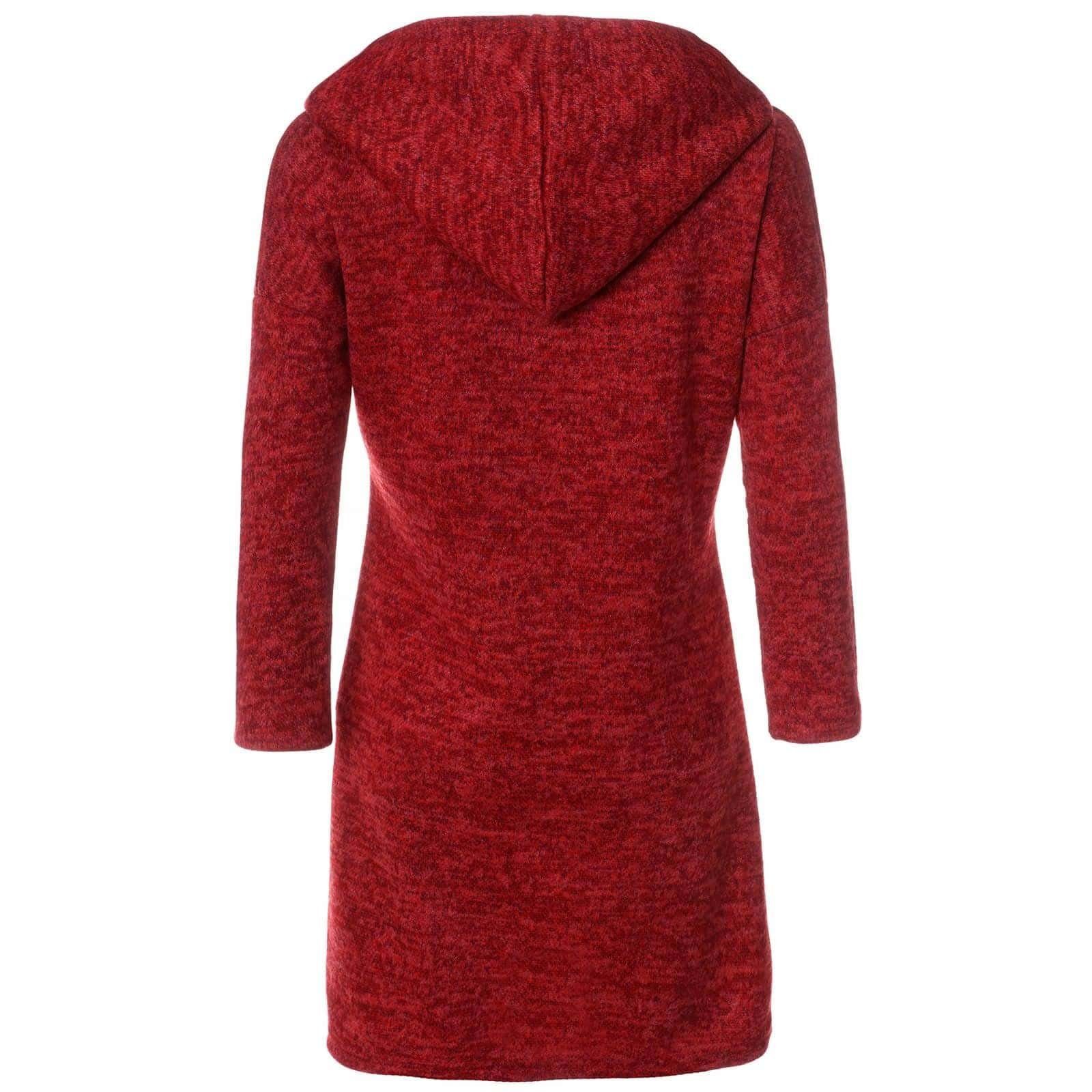 Kapuze Mädchen Kängurutasche Blusenkleid Pullover-Kleid mit Rot (1-tlg) BEZLIT