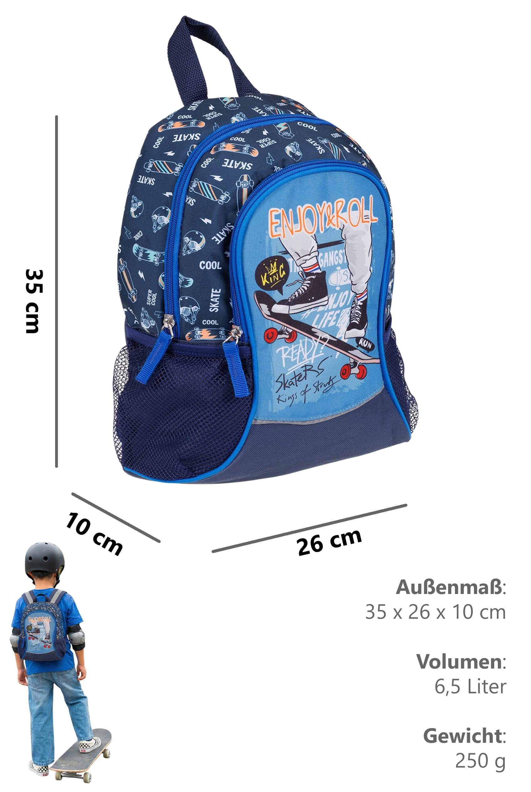fabrizio® Kinderrucksack Rucksack Jungen Kindergarten Kinder Tasche, Kindergartenrucksack Reise Handgepäck Skateboard PRO 20652 +e