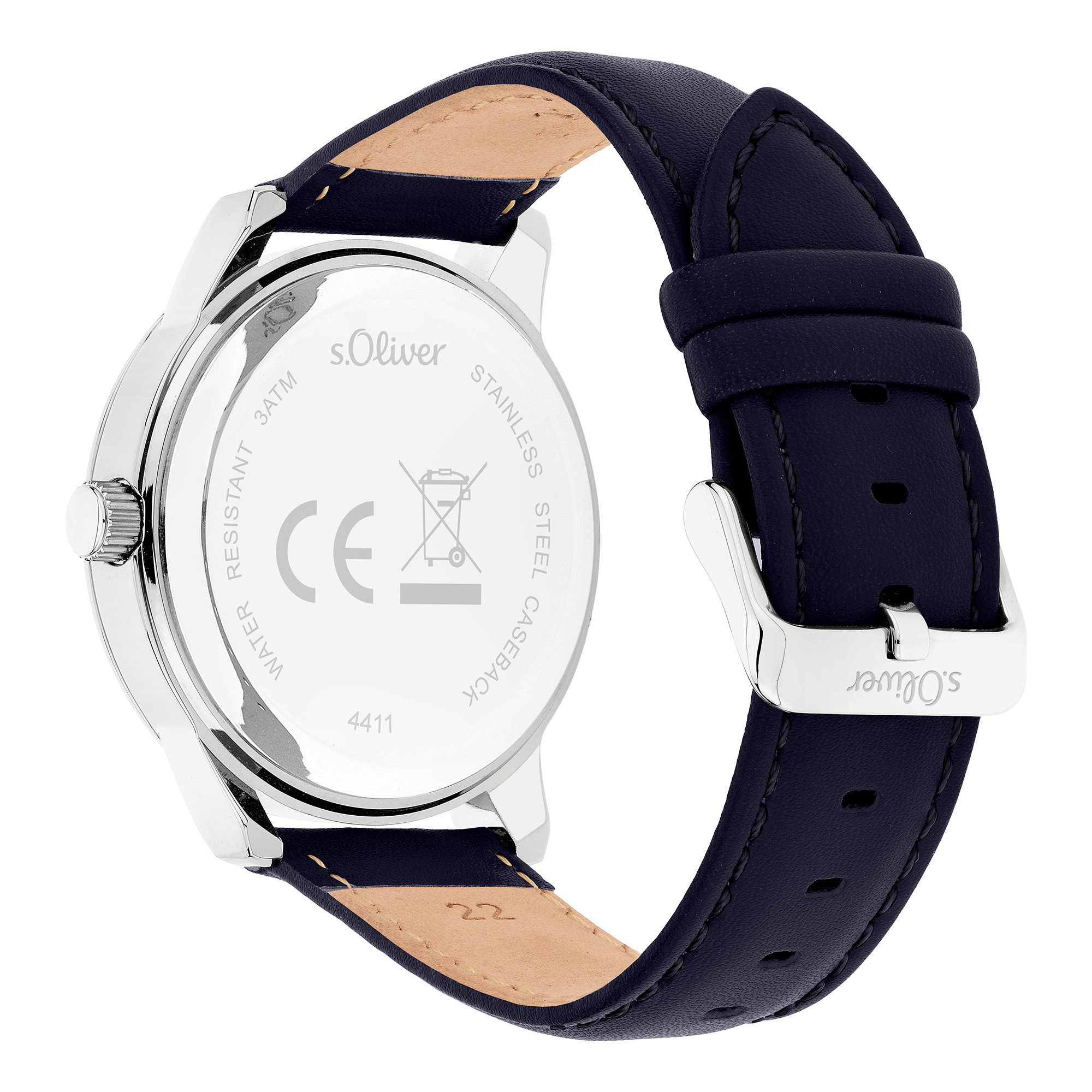 s.Oliver Quarzuhr Core Round SO-4411-LQ, Armbanduhr, Herrenuhr, analog