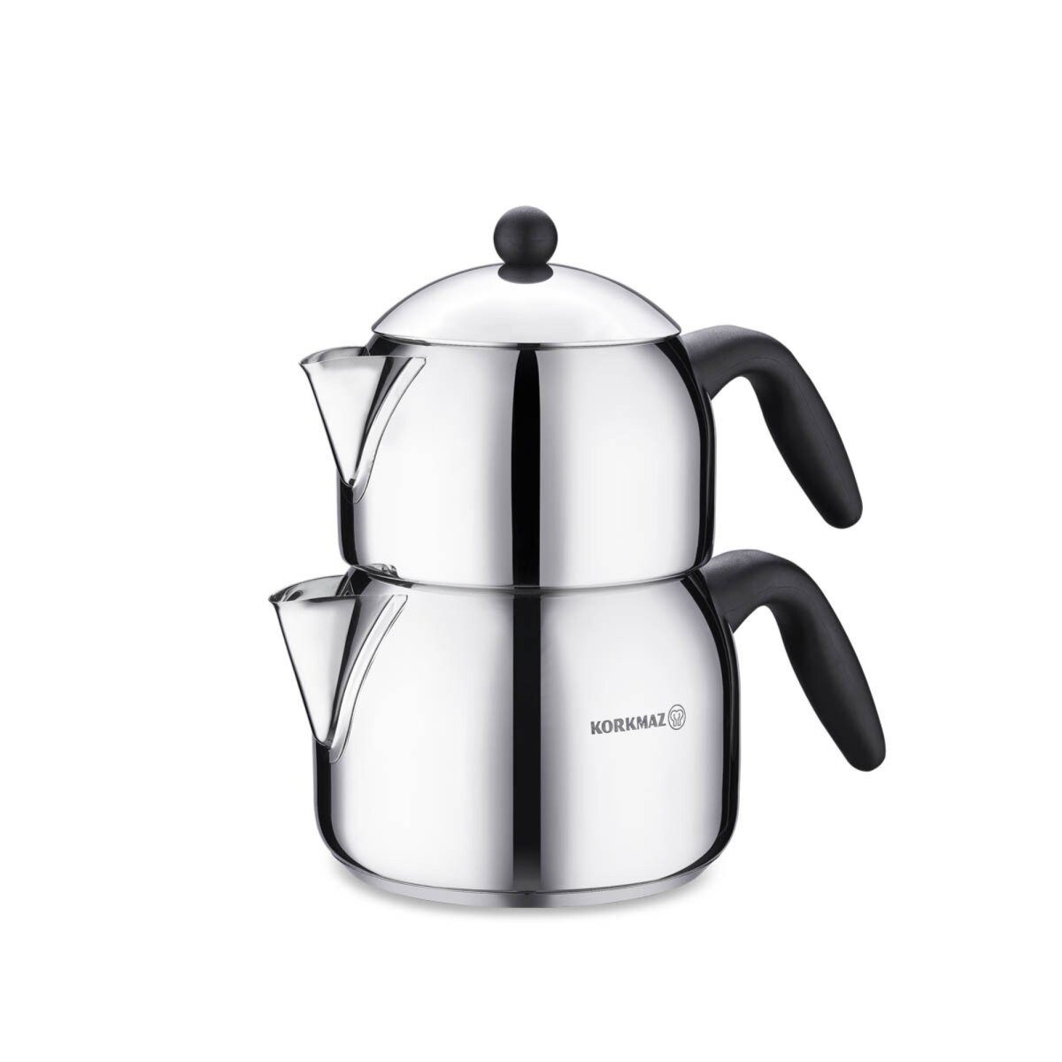 Korkmaz Caydanlik-Teekanne Orbit Mega A039, 5 l, (2-St), 1,8L/3,2L, für alle Herdarten geeignet, aus 18/10-Edelstahl