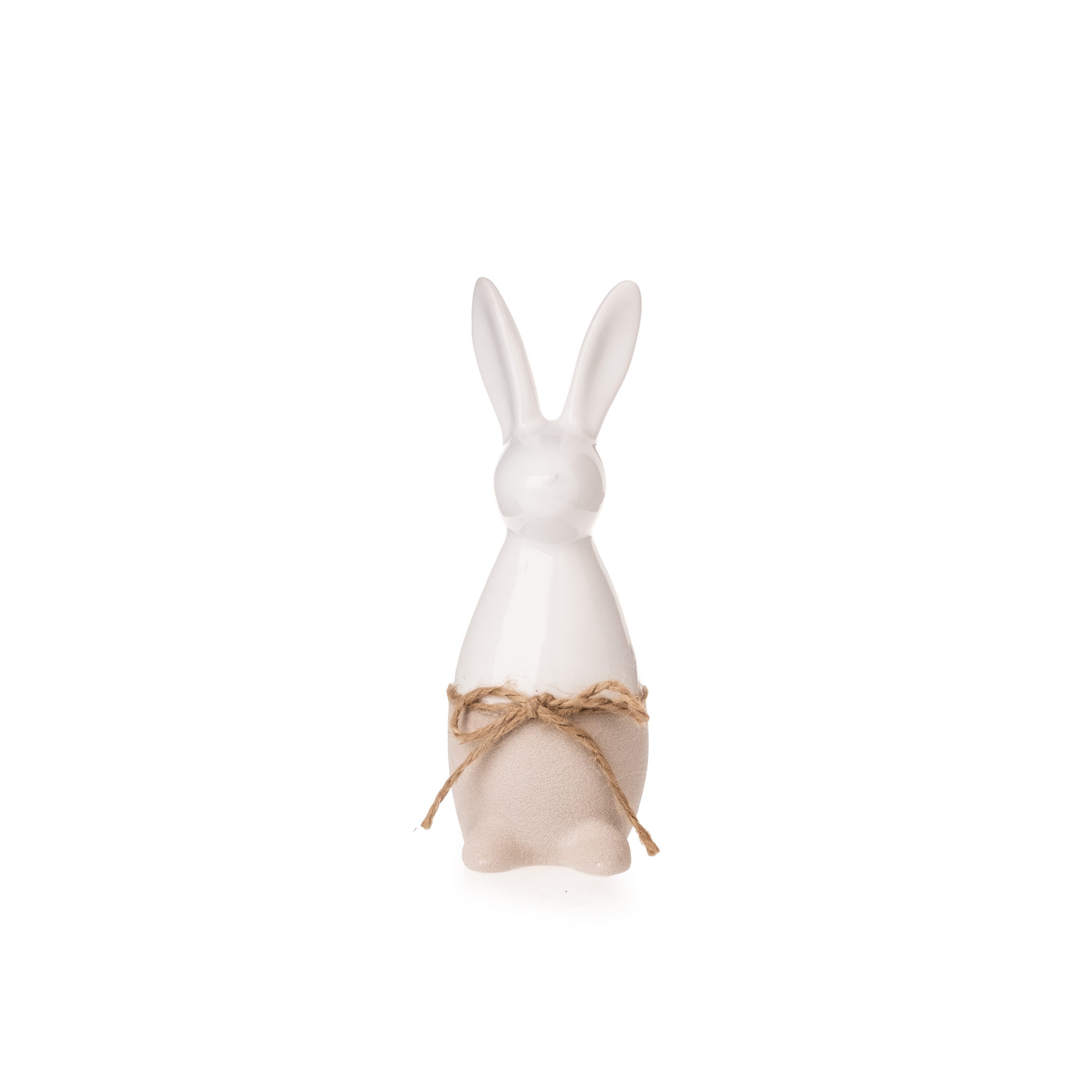 Osterhase Hase Ostern Figur weiß-beige mit Schleife Keramik H17+H25+H31cm