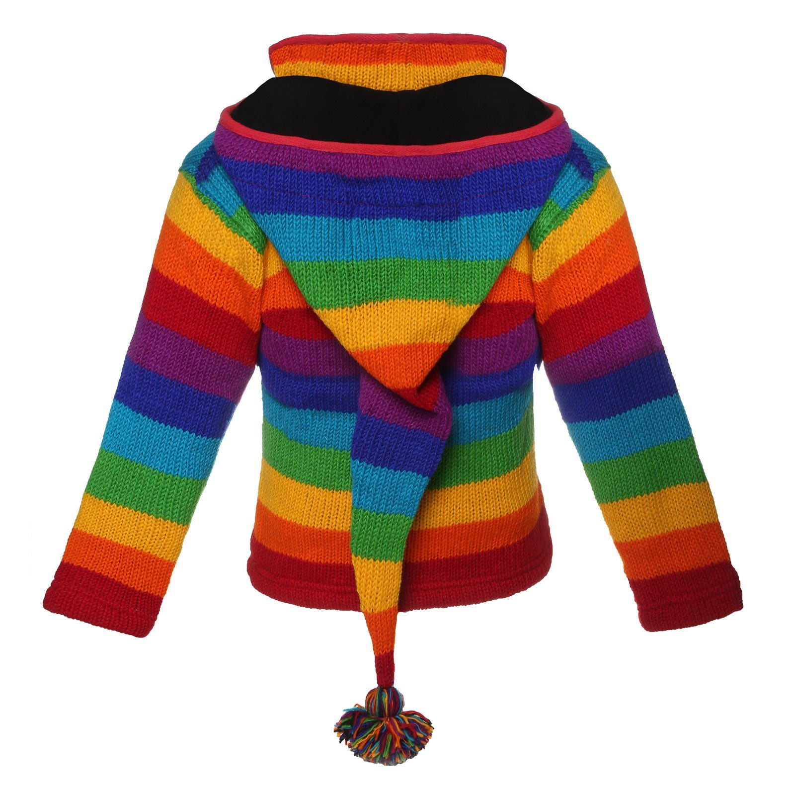 MAGIE Wolle+Fleecefutter Strickjacke UND Kapuzenstrickjacke Zipfelkapuze abnehmbarer Regenbogen KUNST