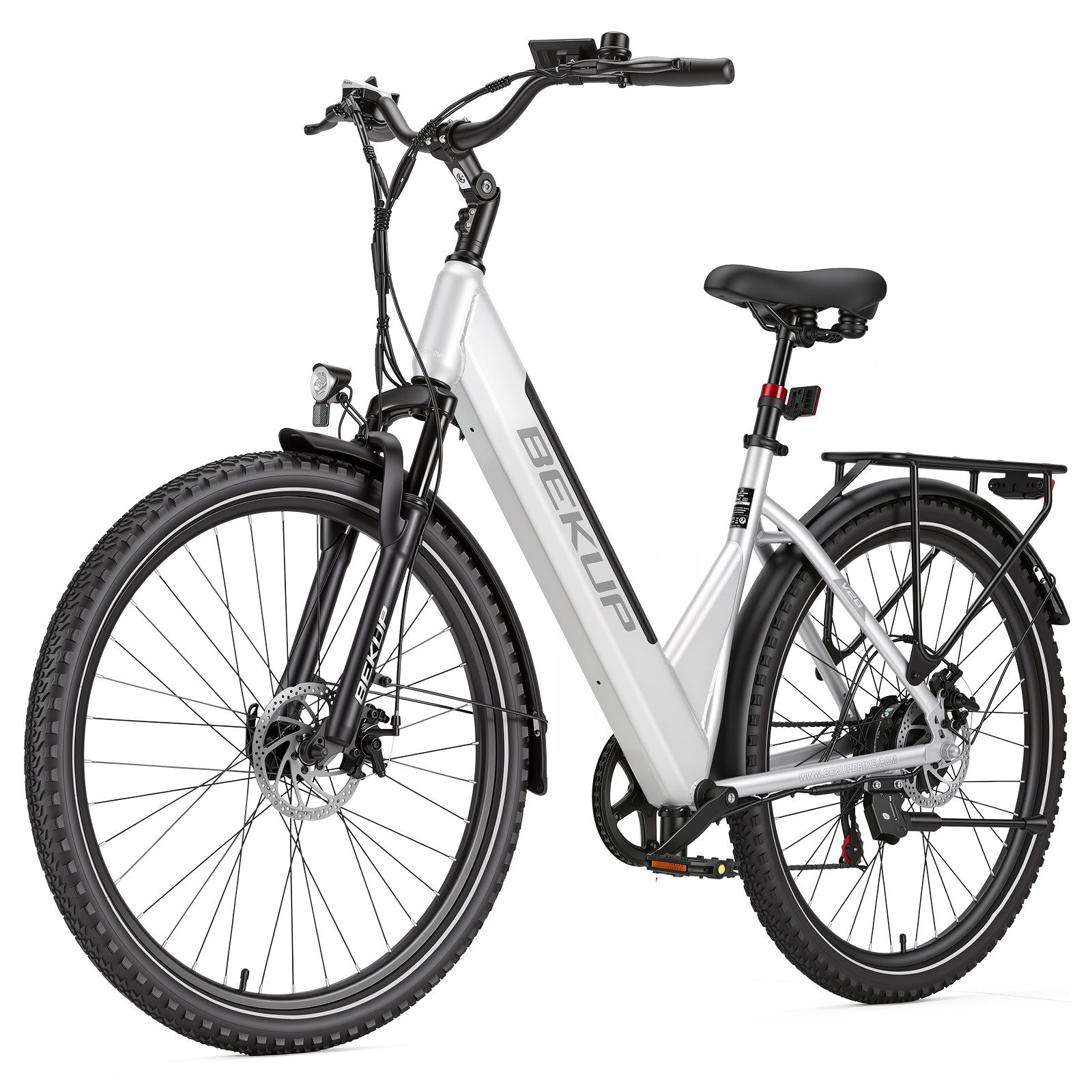 BEKUP E-Bike Cityrad V28 28 Zoll City-E-Bike Damen und Herren, 522 Wh, 75 km, 45 Nm, 7 Gang Shimano Shimano Tourney TZ Schaltwerk, Kettenschaltung, Heckmotor, 522 Wh, (Einzelartikel), 250 W Heckmotor, Tiefeinsteiger, Federgabel & Federsattelstütze