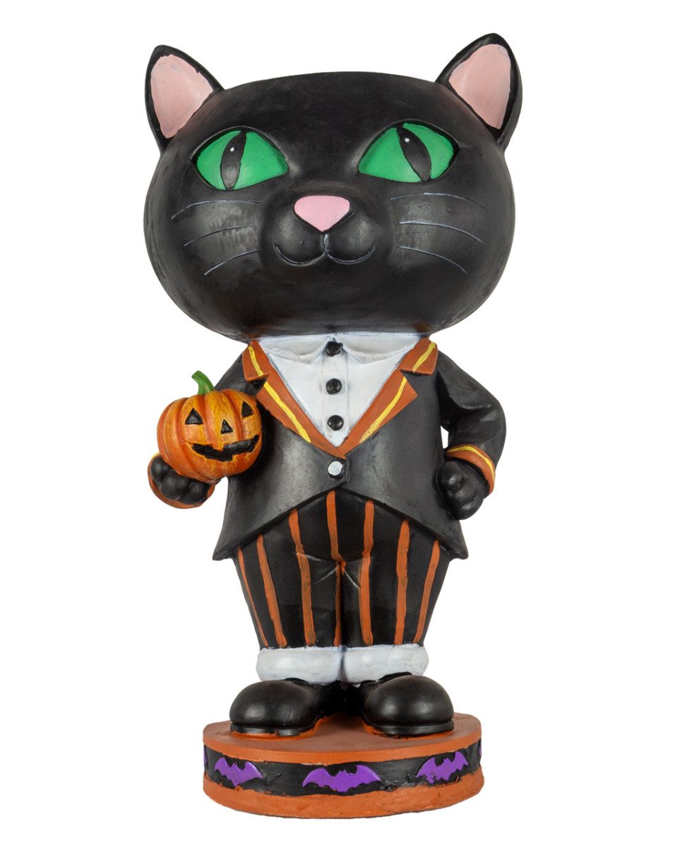 Dekoobjekt Halloween Katze mit Kürbis als Bonbonschüssel 72cm