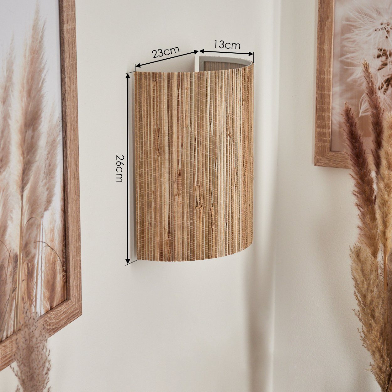 hofstein Wandleuchte »Arenabianca« Wandlampe im Boho-Design, Metall/Seegras, Schwarz/Natur, ohne Leuchtmittel, Wandspot m. rundem Schirm ausSeegras, Up&Down-Eff – Bild 4 von 5