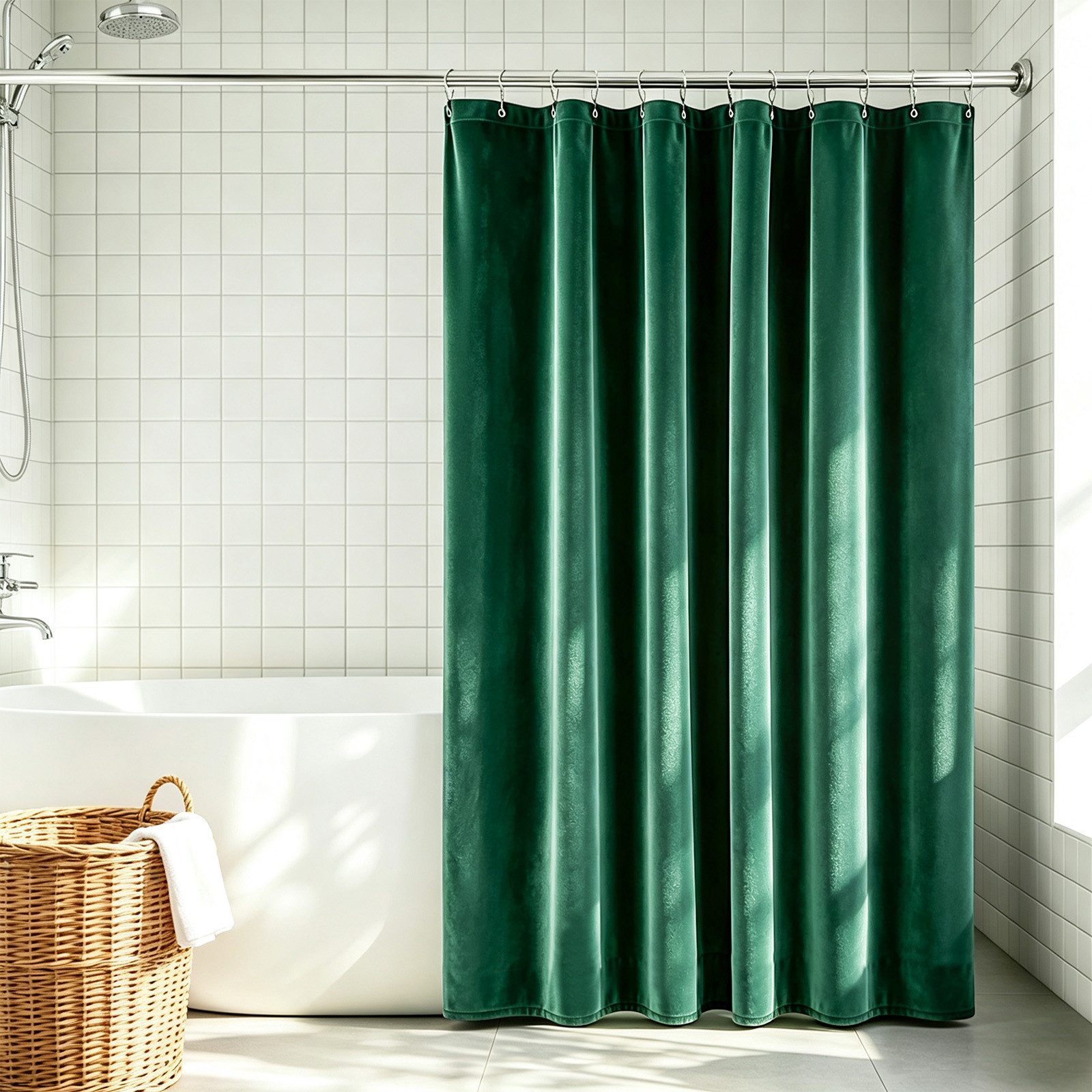 M&W DAS DESIGN Duschvorhang Anti Schimmel Waschbar Schwer Grün Badewanne Badezimmer Breite 120 cm