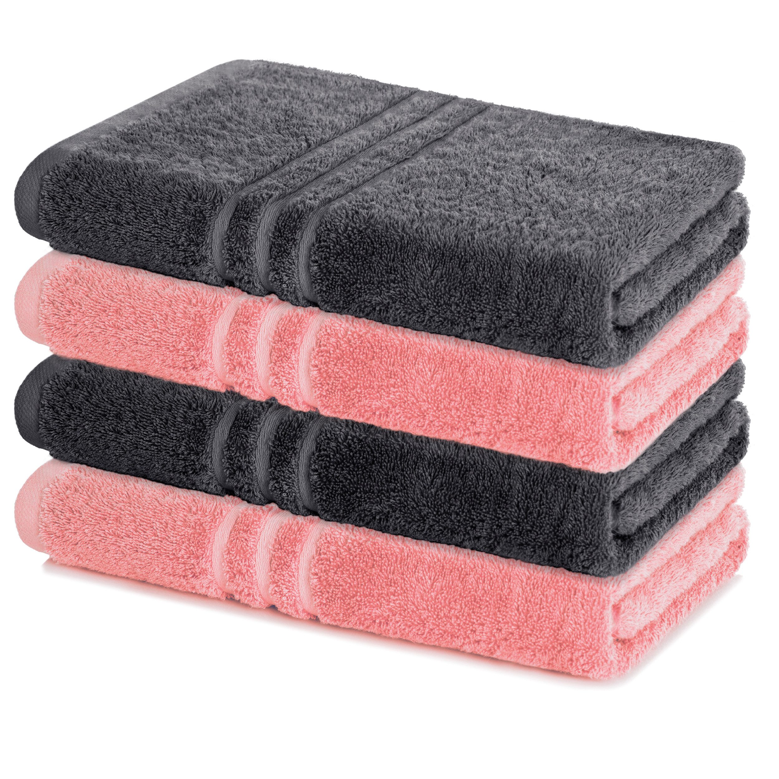 Lavea Duschtücher 4er Set Duschtuch 70 x 140 cm, Elena-Frottierserie, (Set, 4-St), 500 g/m² Frottier, weich & saugstark, pflegeleicht