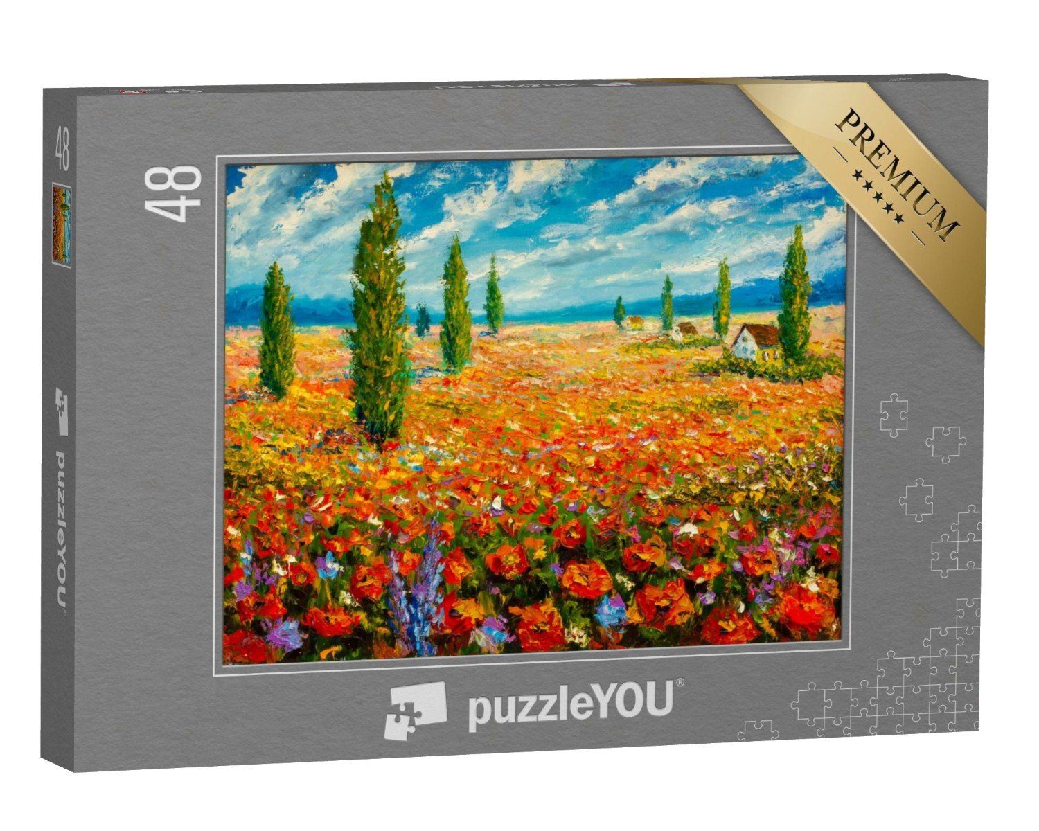 puzzleYOU Ölgemälde von puzzleYOU-Kollektionen Blumenwiese Gemälde, Künstler, 48 Claude Puzzleteile, Monet, einer Puzzle Ölbilder
