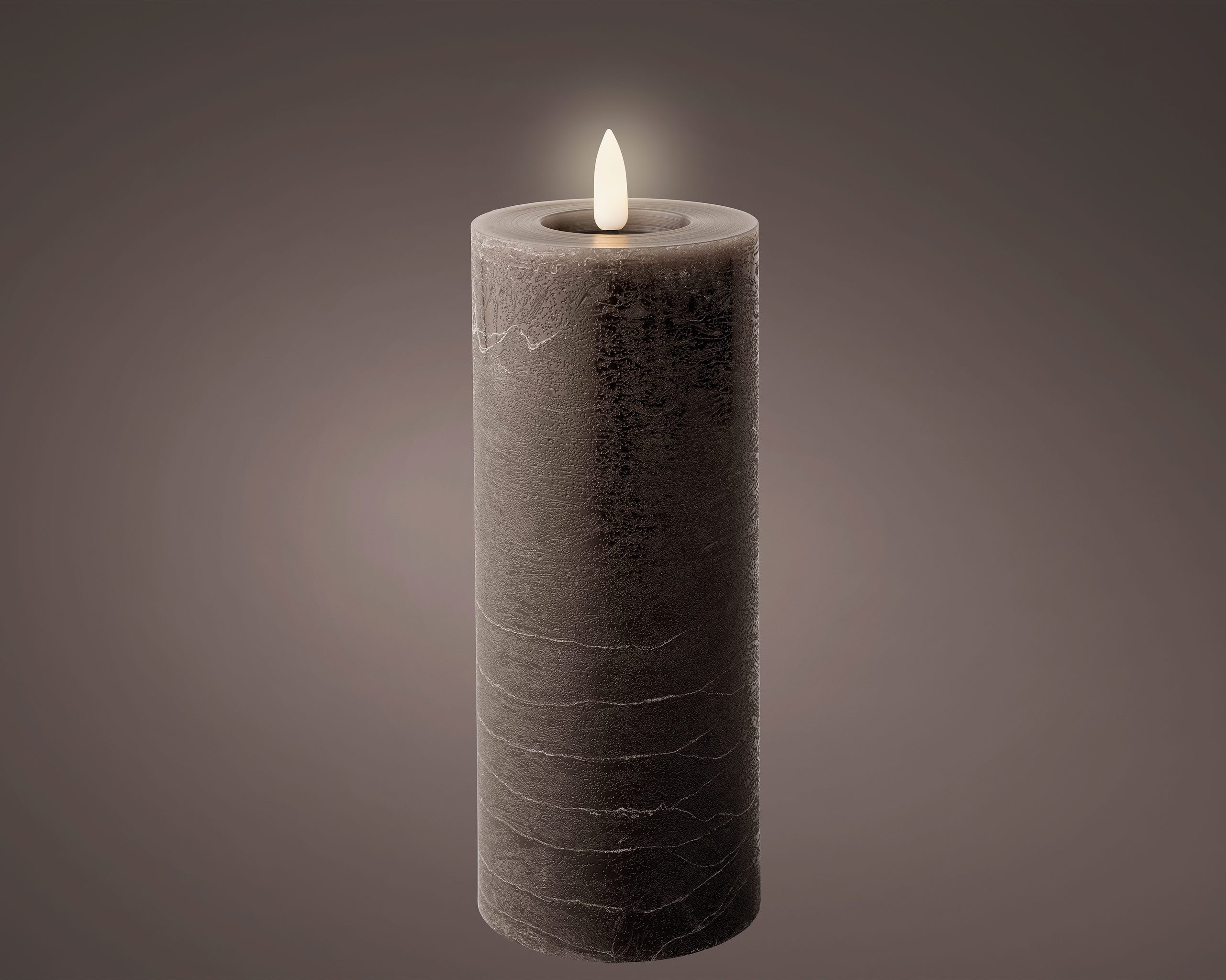 Lumineo LED-Kerze, LED Kerze mit Timerfunktion 7x19cm Wachs Rustik Grau / W günstig online kaufen