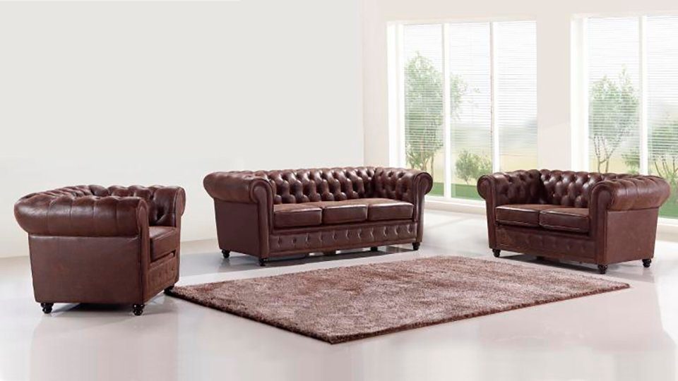Sofa Couch JVmoebel Chesterfield-Sofa, Garnitur Sitzer 3+2+1