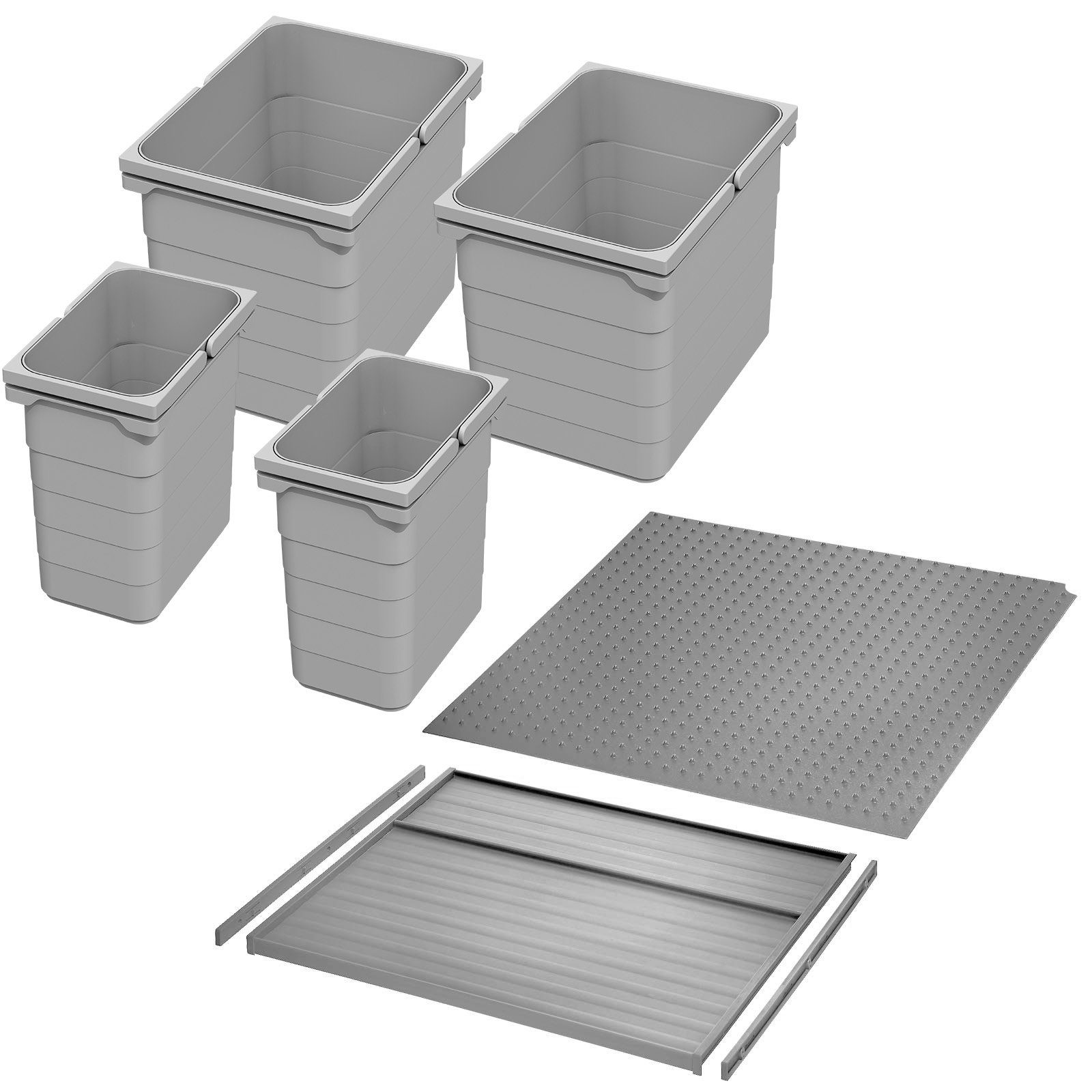 SO-TECH® Mülltrennsystem eins2vier KB 500 mm, Seitenstärke 16 mm Höhe 250 mm, 2x 7L, 2x 15L, 1x 60er Bodenplatte, 1x 60er Deckelplatte