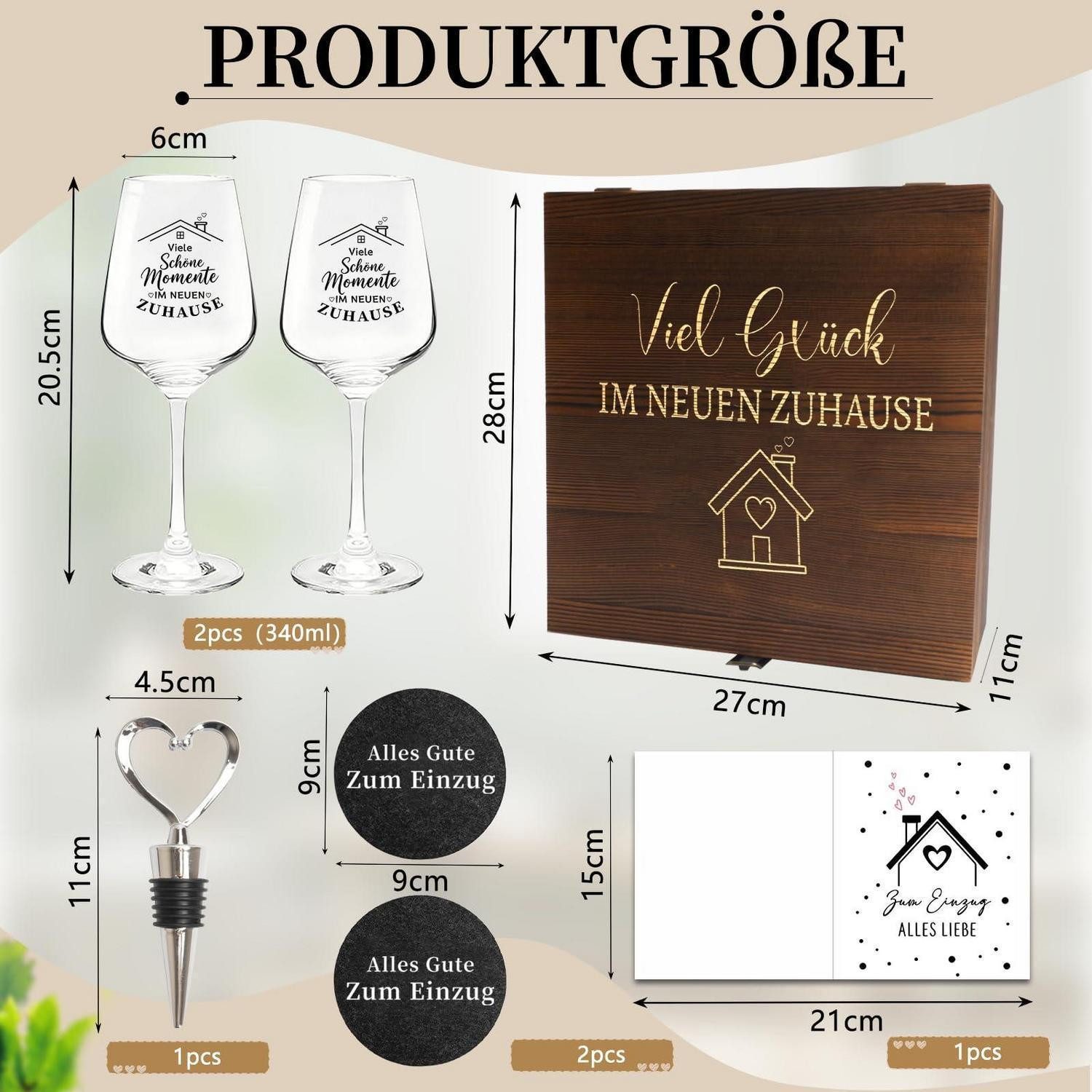 LuxusKollektion Weinglas Geschenkset Einzug mit Gravur, Glas
