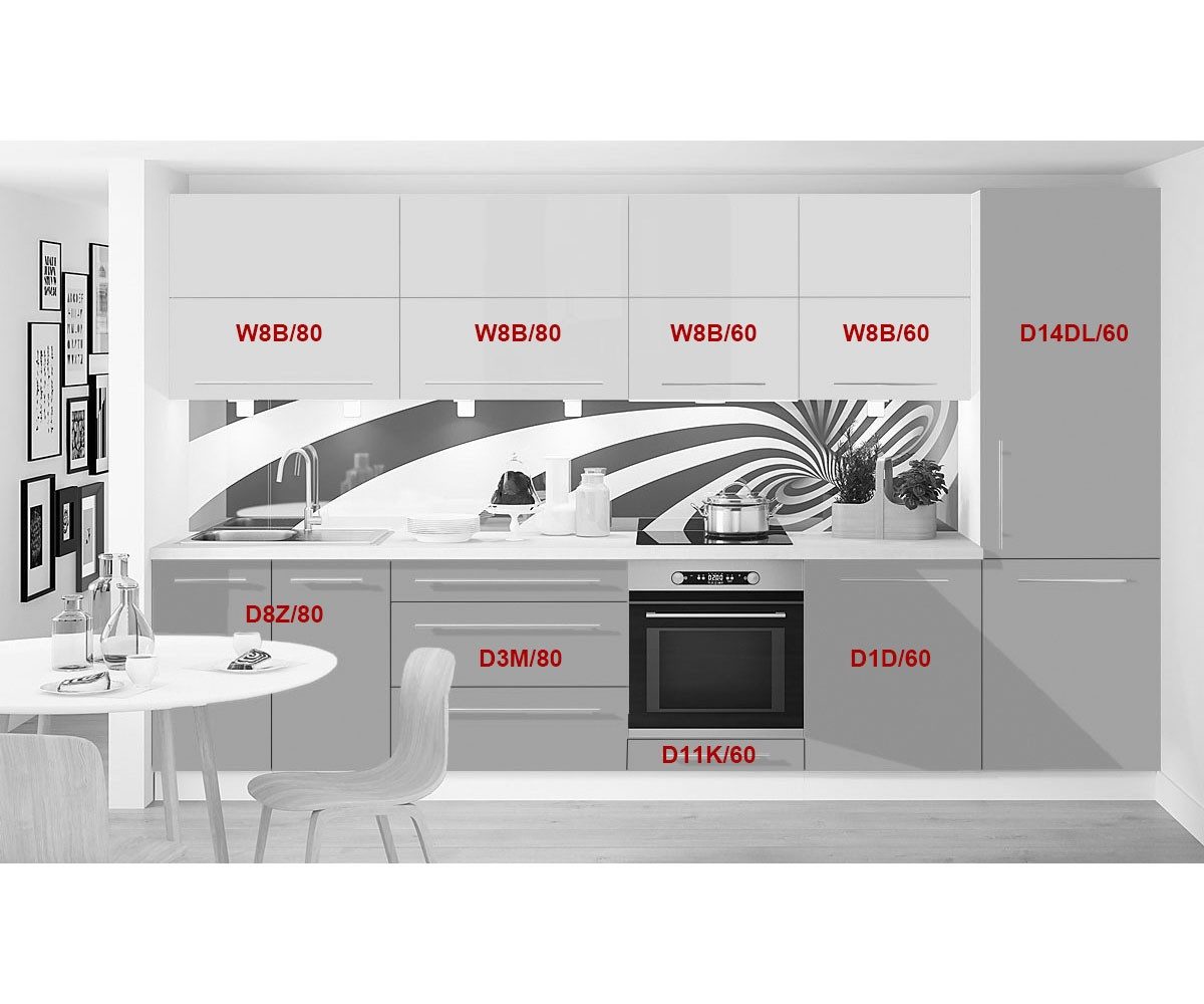 Feldmann-Wohnen Küchenzeile Brerra, (Türen, Klappen, Einlegeböden, Teilauszugschubladen), 340x59x207cm Frontfarbe wählbar