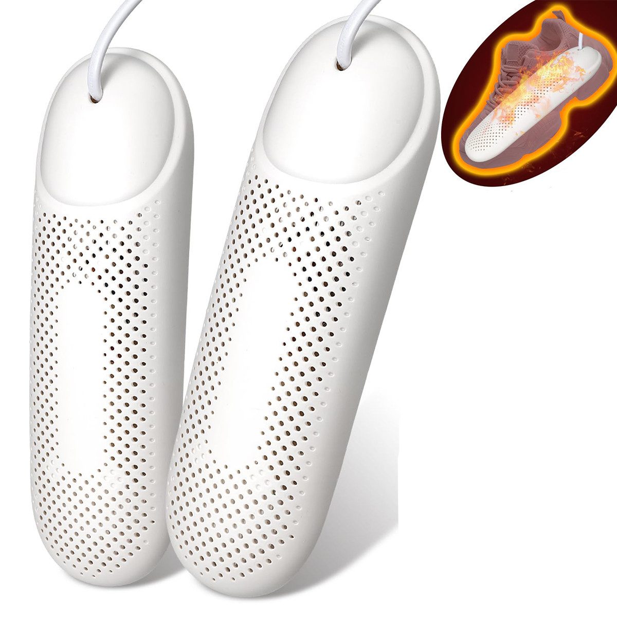 MOPUEA Schuhtrockner Elektrischer Schuhtrockner UV geruchsentfernend Tragbarer+3 Modi Timer, Flammhemmend, 360° Wärmeverteilung, 3 Timer-Modi, tragbar