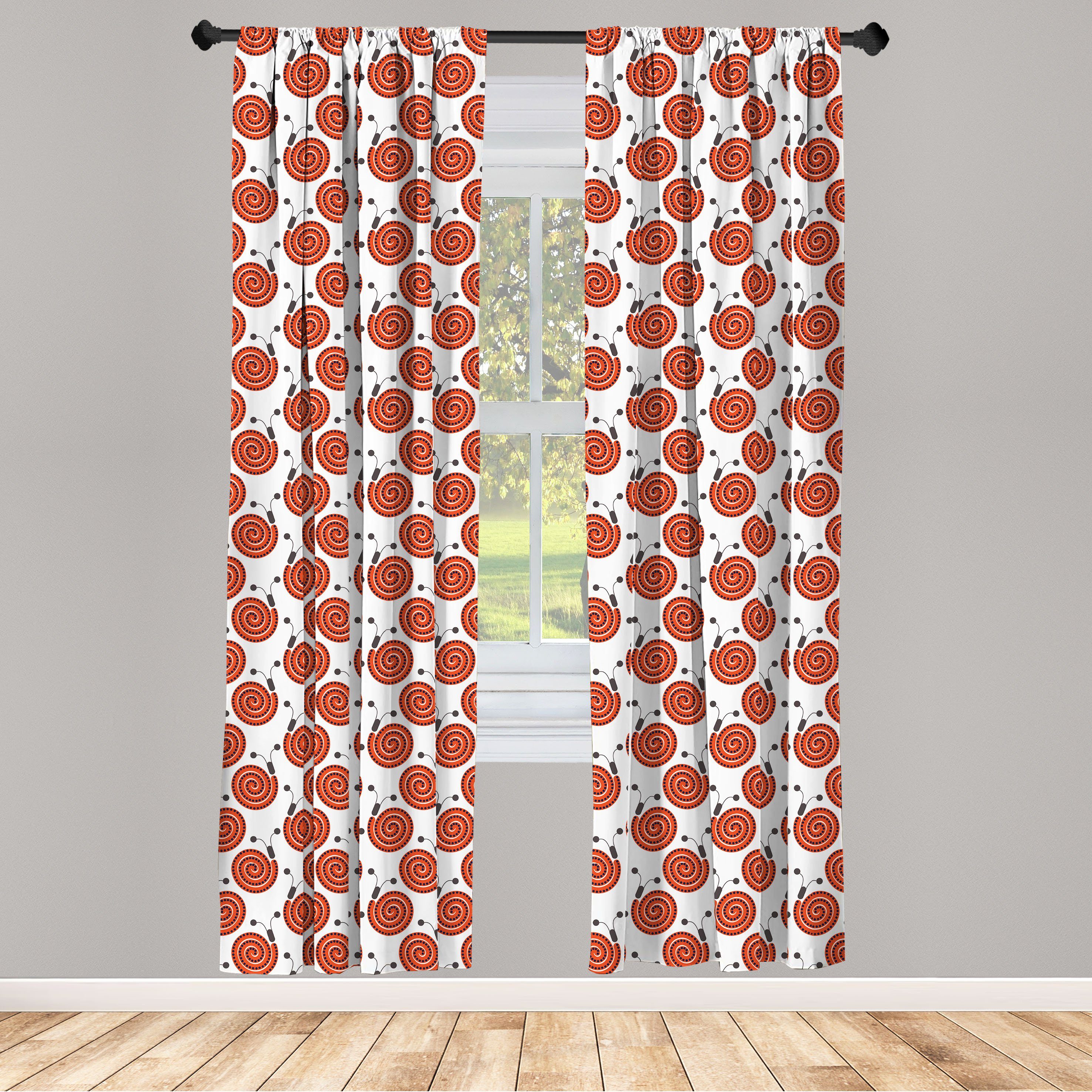 Gardine Vorhang für Wohnzimmer Schlafzimmer Dekor, Abakuhaus, Microfaser, Schnecke Kindisch Stil Wald Insekten