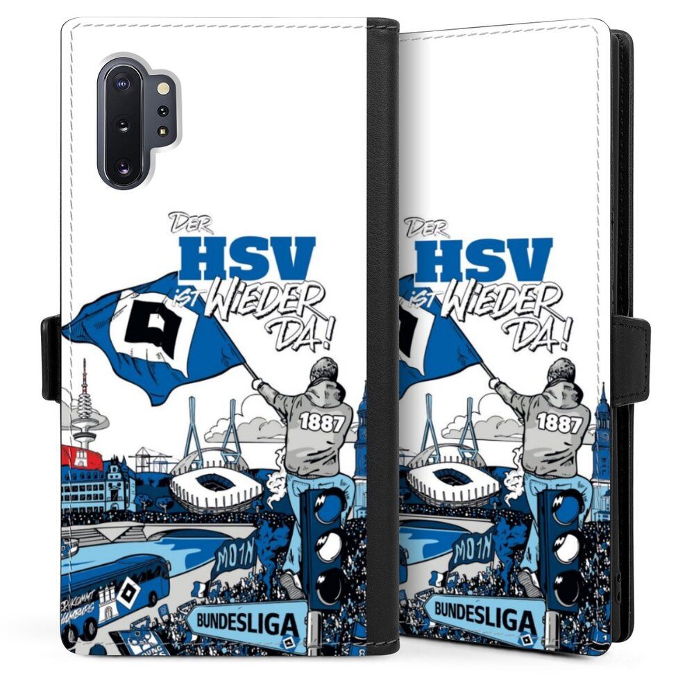DeinDesign Handyhülle Hamburger SV Offizielles Lizenzprodukt Aufstieg, Samsung Galaxy Note 10 Plus Hülle Handy Flip Case Wallet Cover