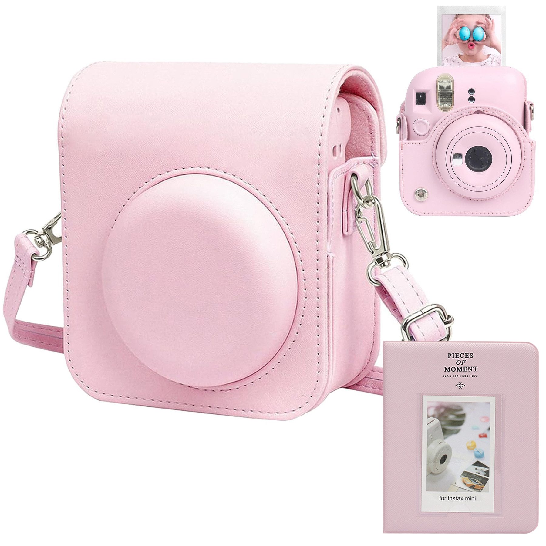 Mutig Kameratasche Tasche Kompatibel Sofortbildkamerasmit Instax Mini 12 (Sofortbildkamera aus Weichem Kunstleder mit Schulterriemen)