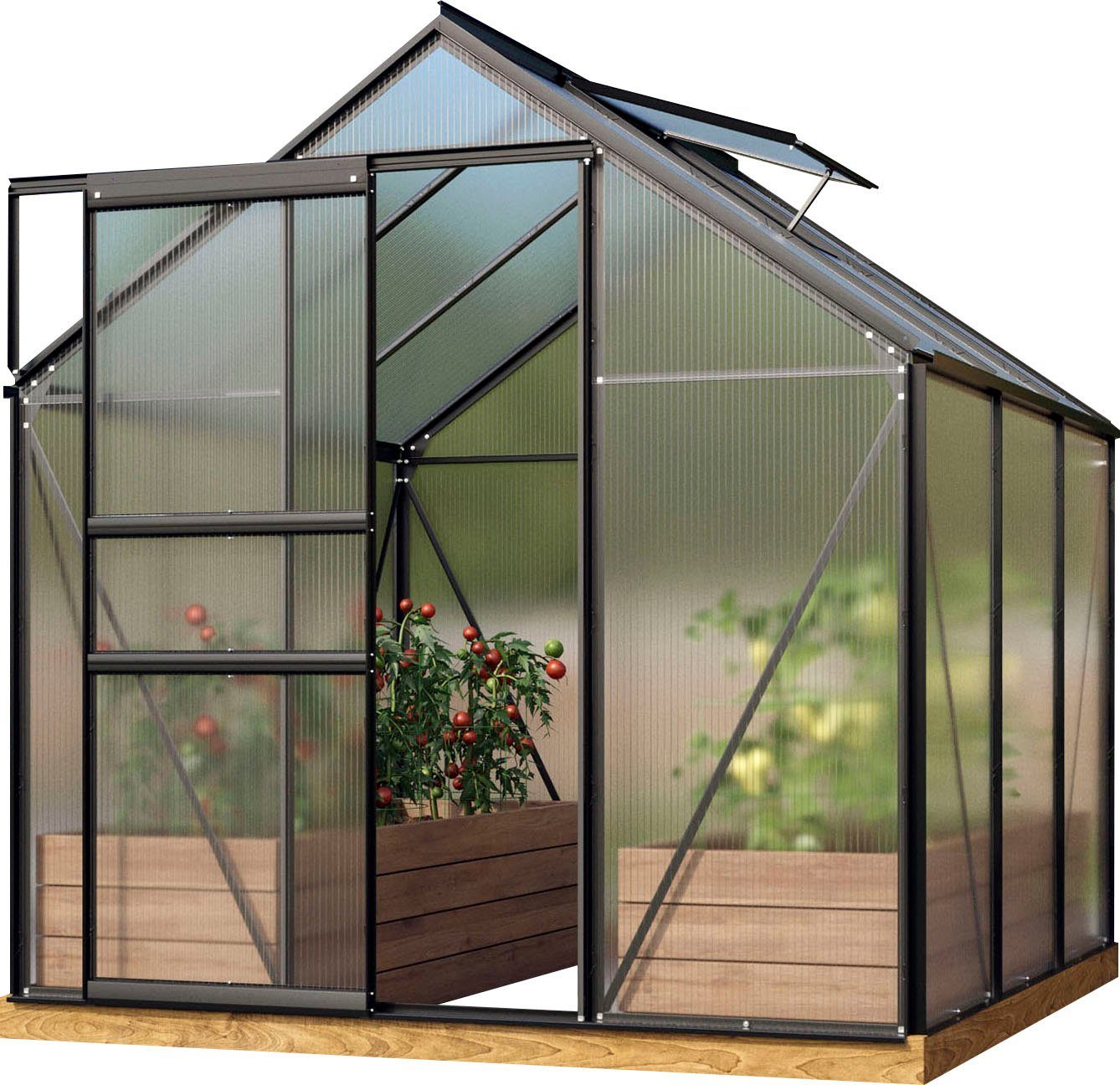 Vitavia Gewächshaus Venus 3800, BxTxH: 195 x 195 x 197 cm, 6 mm Wandstärke, Alu-Profile, 6 mm Hohlkammerplatten