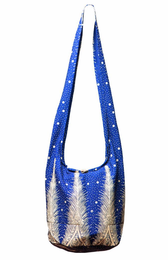 PANASIAM Freizeittasche Schulterbeutel im Pfau Design als Umhängetasche aus reiner Baumwolle, Schultertasche mit Innentasche Stofftasche Crossbody Handtasche