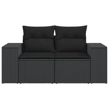 vidaXL Loungesofa Gartensofa mit Kissen 2-Sitzer Schwarz Poly Rattan