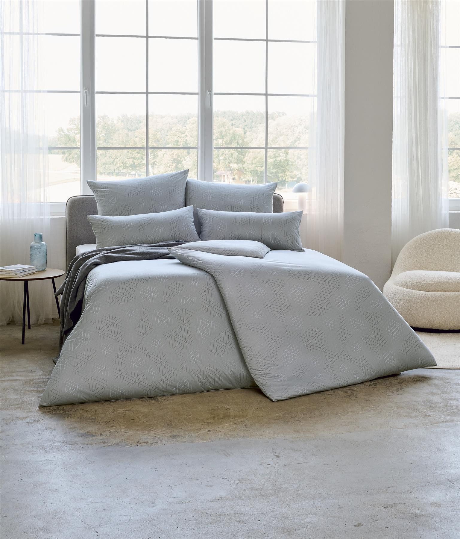 Estella Kissenhülle Jersey Kopfkissenbezüge Atelier Pippa Grafisch grau 40x80, (1 Stück), Kissenhülle Kopfkissenbezug Kissenbezug