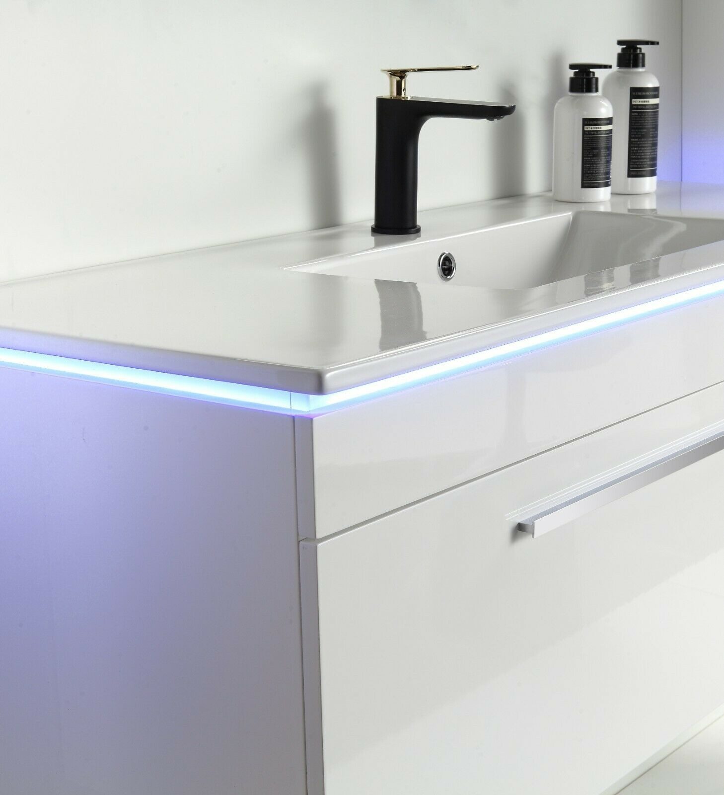 Faizee Möbel Badmöbel-Set Badmöbel- Set Schwarz/Weiß/Königsblau Keramik/Gra günstig online kaufen