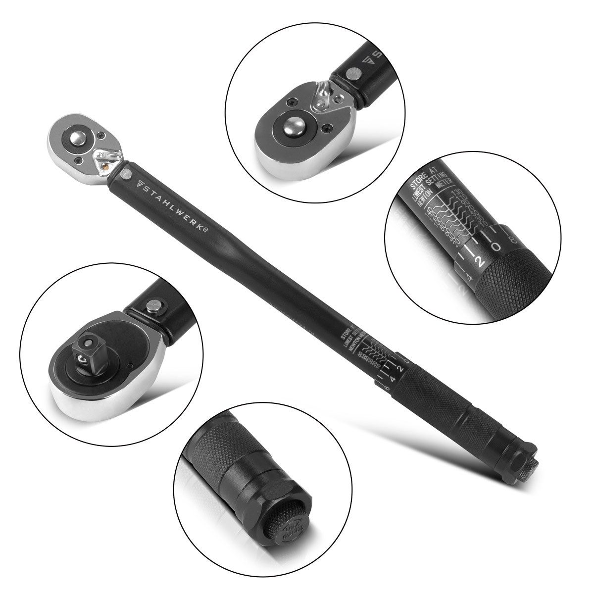 STAHLWERK Drehmomentschlüssel Drehmomentschlüssel TW-140 ST 10-140 Nm 3/8“ Zoll (Packung, 1 St), verchromt