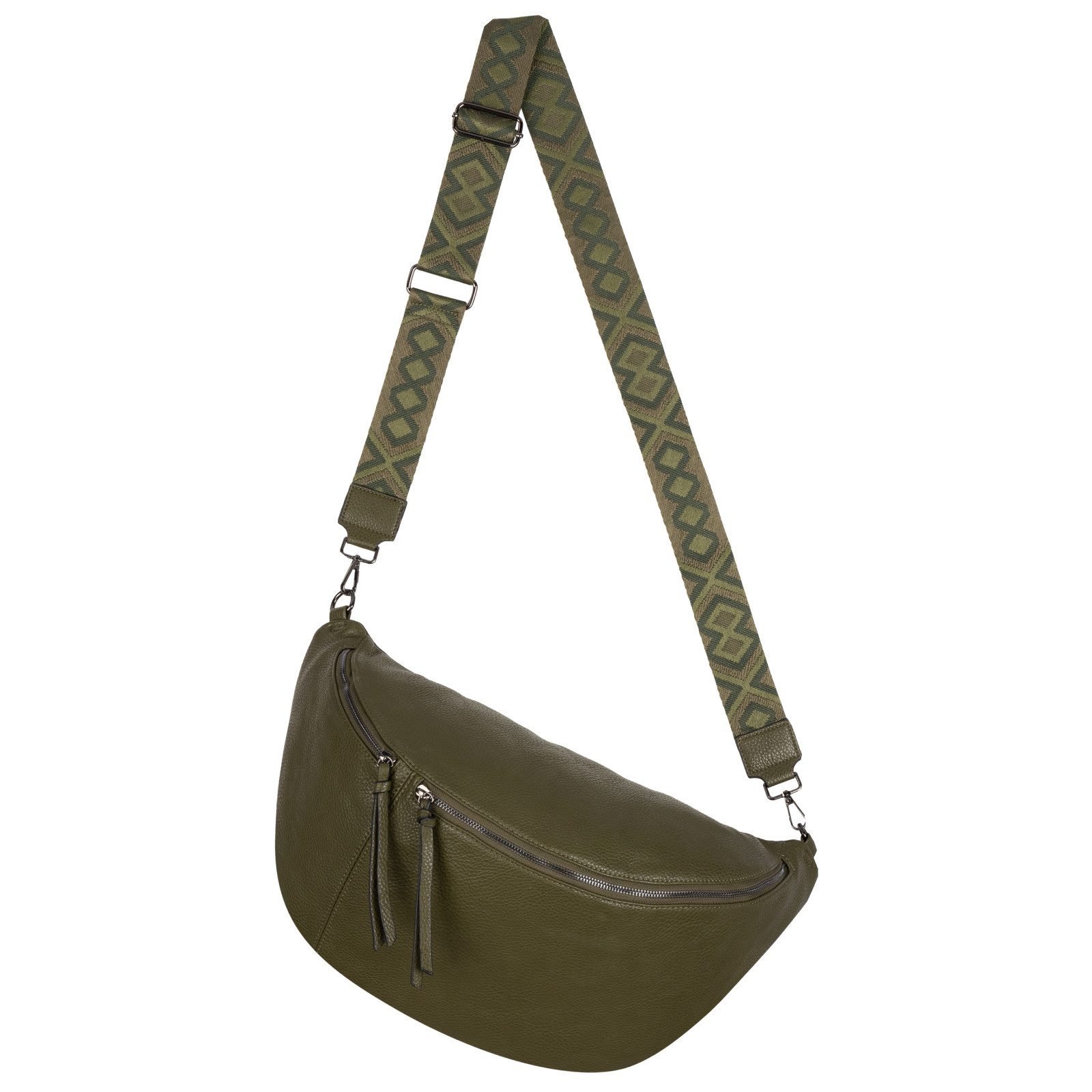 EAAKIE Gürteltasche Bauchtasche XXL Umhängetasche Crossbody-Bag Kunstleder Italy-Design, als Schultertasche, CrossOver, Umhängetasche tragbar