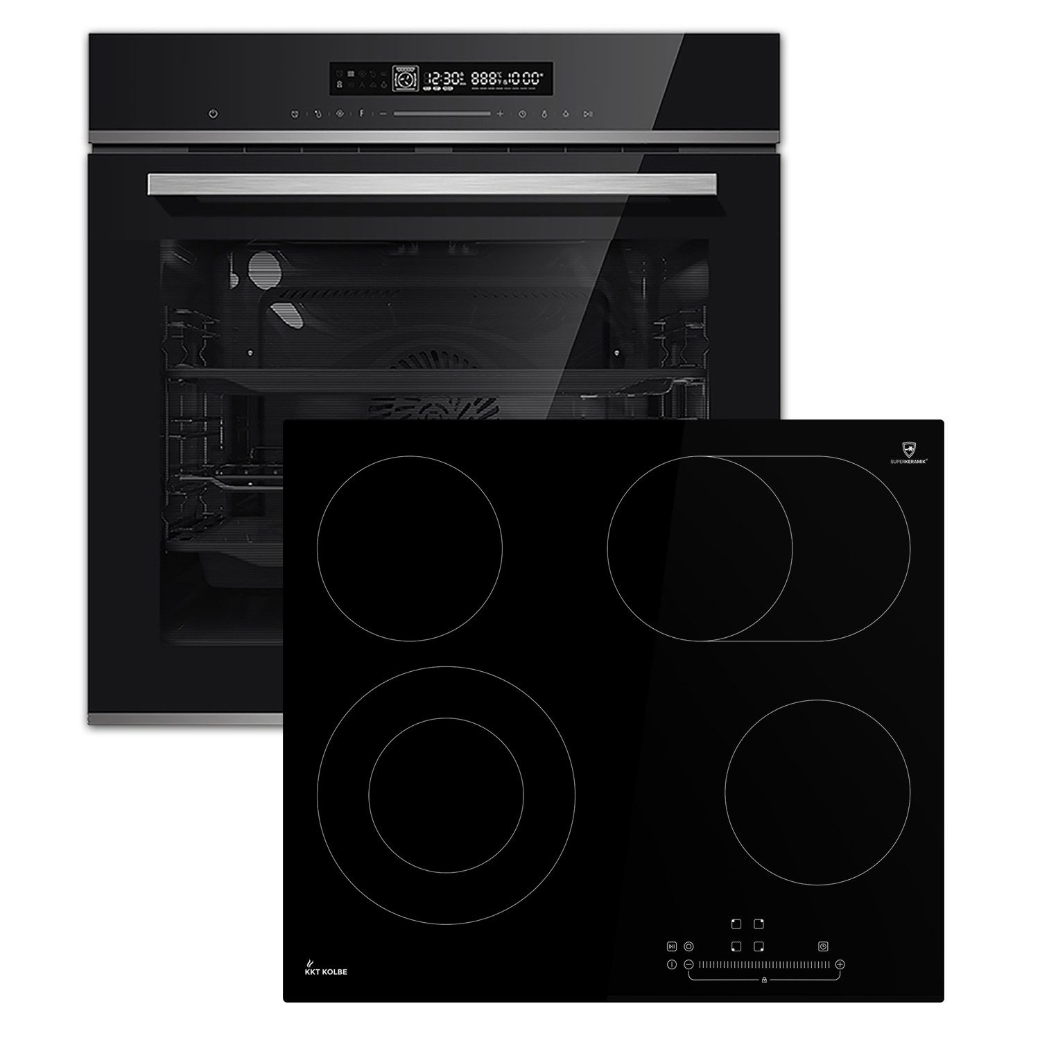 KKT KOLBE Backofen-Set KKT KOLBE Backofen und Kochfeld SET8017KK59RL, mit 2-fach Teleskopauszug, 60cm Einbau-Backofen EB8017ED + 59cm Glaskeramik-Kochfeld KK590RL