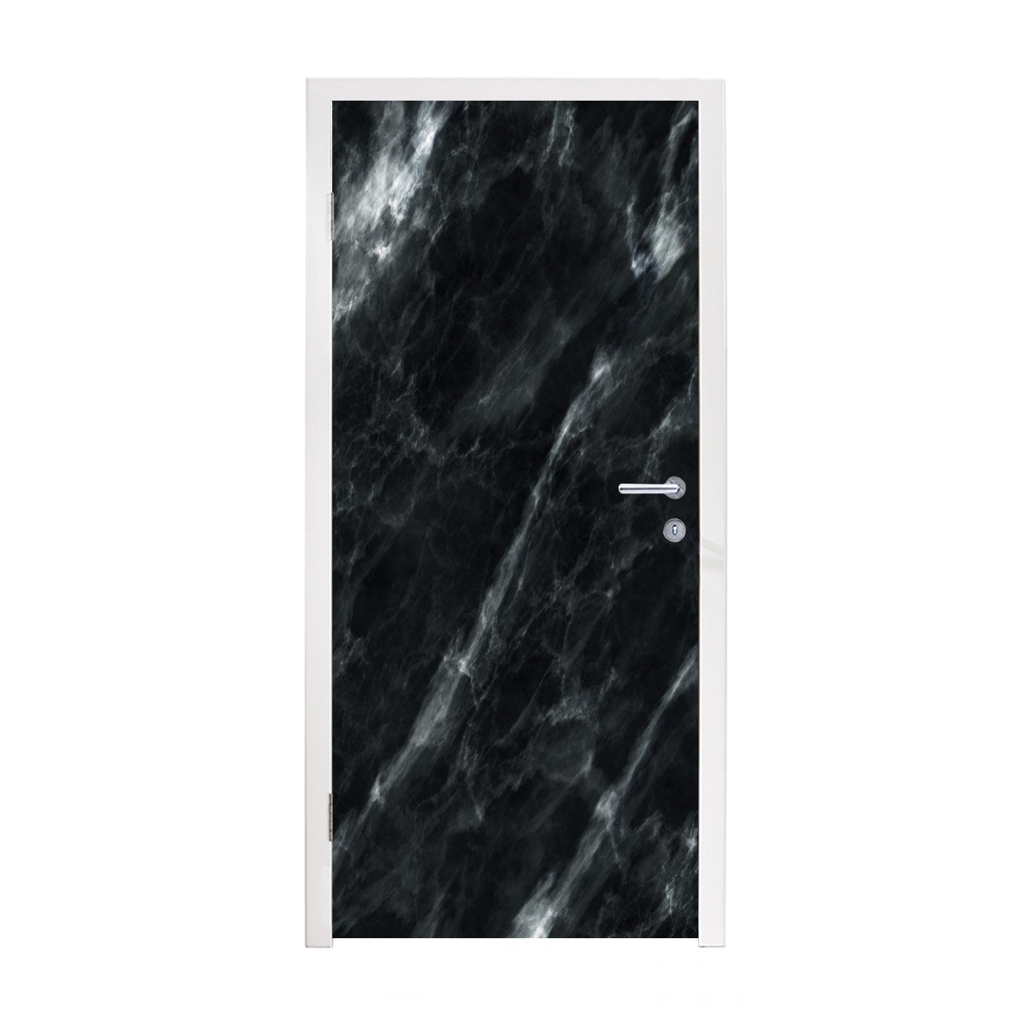MuchoWow Türtapete Marmor - Schwarz - Luxus, Matt, bedruckt, (1 St), Fototapete für Tür, Türaufkleber, 75x205 cm