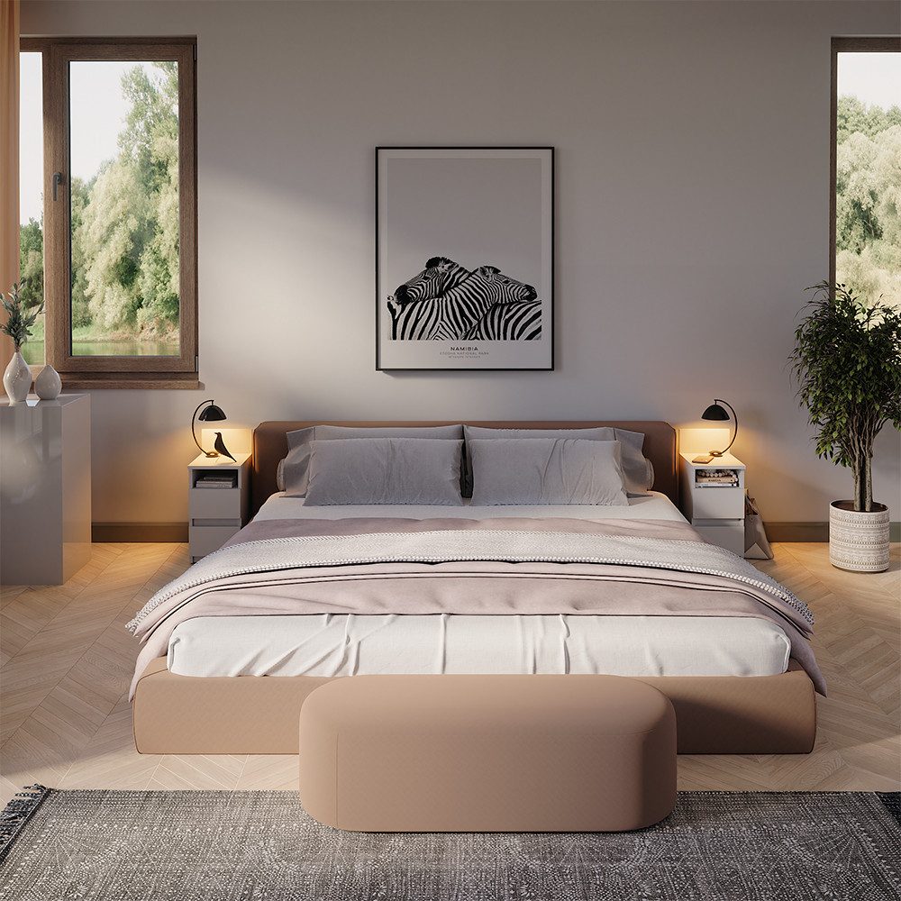 Vicco Nachtschrank Monty, Weiß, 25 x 59.1 cm mit 2 Schubladen