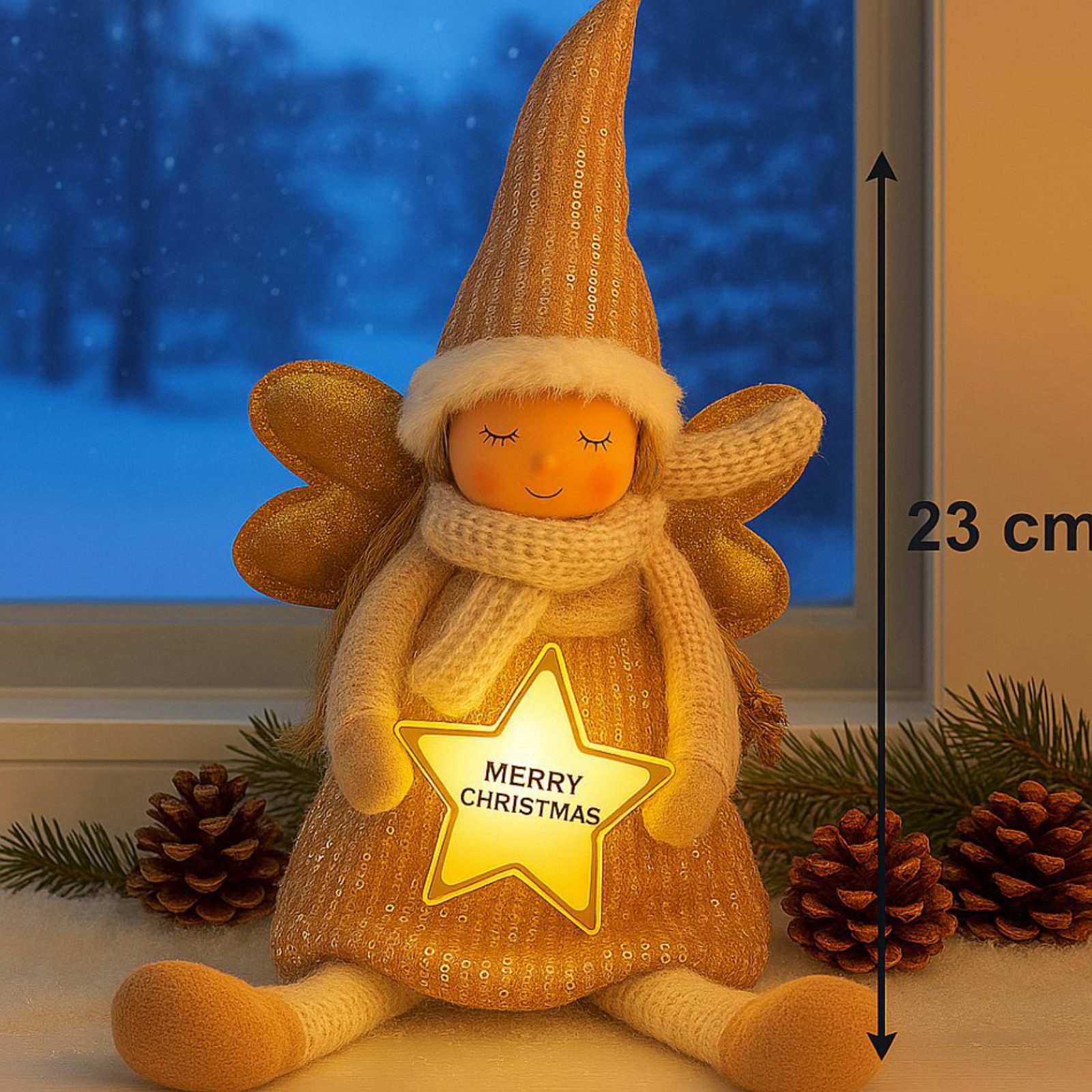Koopman Engelfigur Weihnachtsfigur Dekofigur Figur Engel Dekoration Weihnachten (1 St), Sitzend, beschwert, Rosa / Weiß, Standsicher, Dekorativ