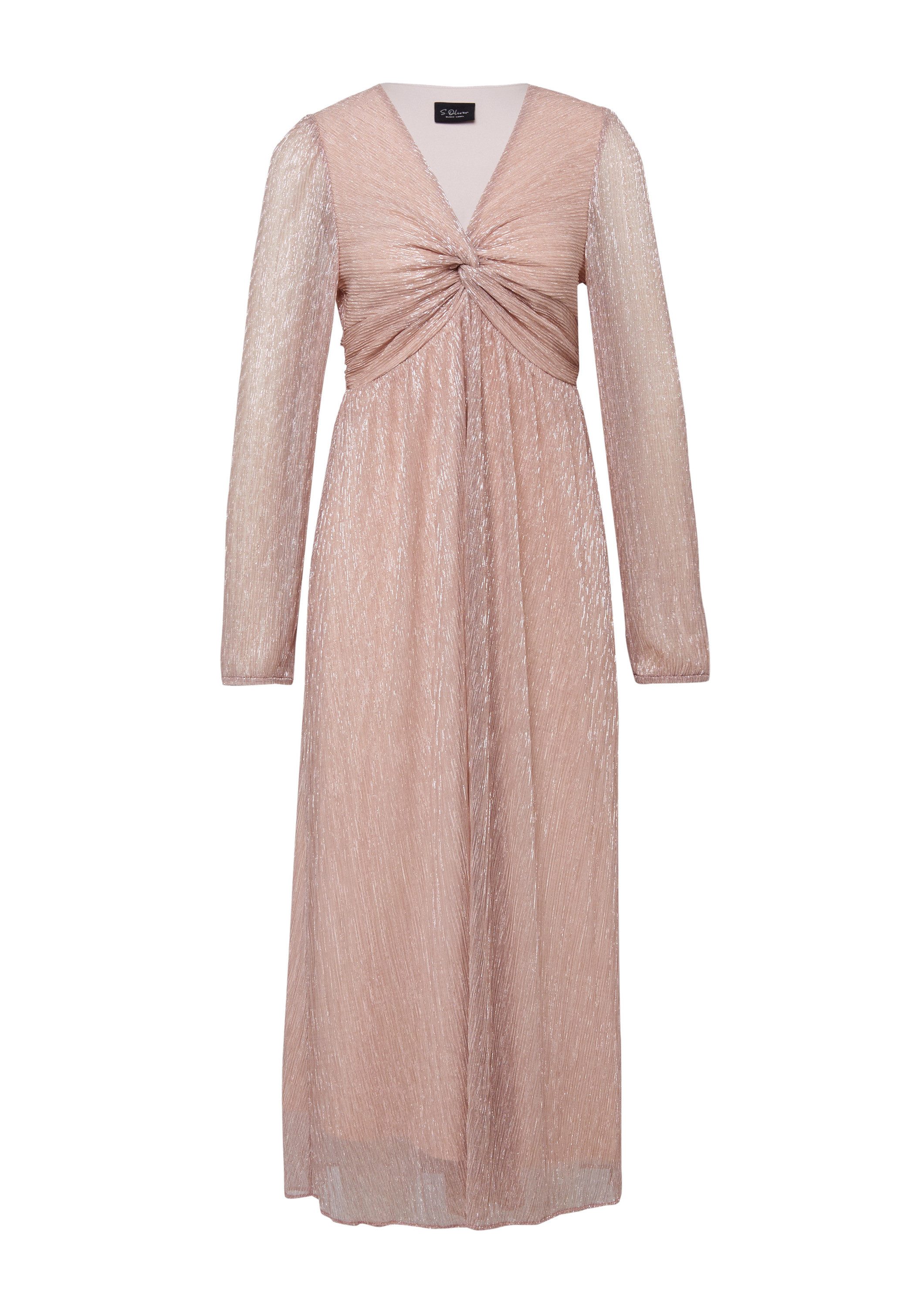 s.Oliver Midikleid Kleid Plissiertes Maxikleid mit Knoten-Detail und Metall günstig online kaufen