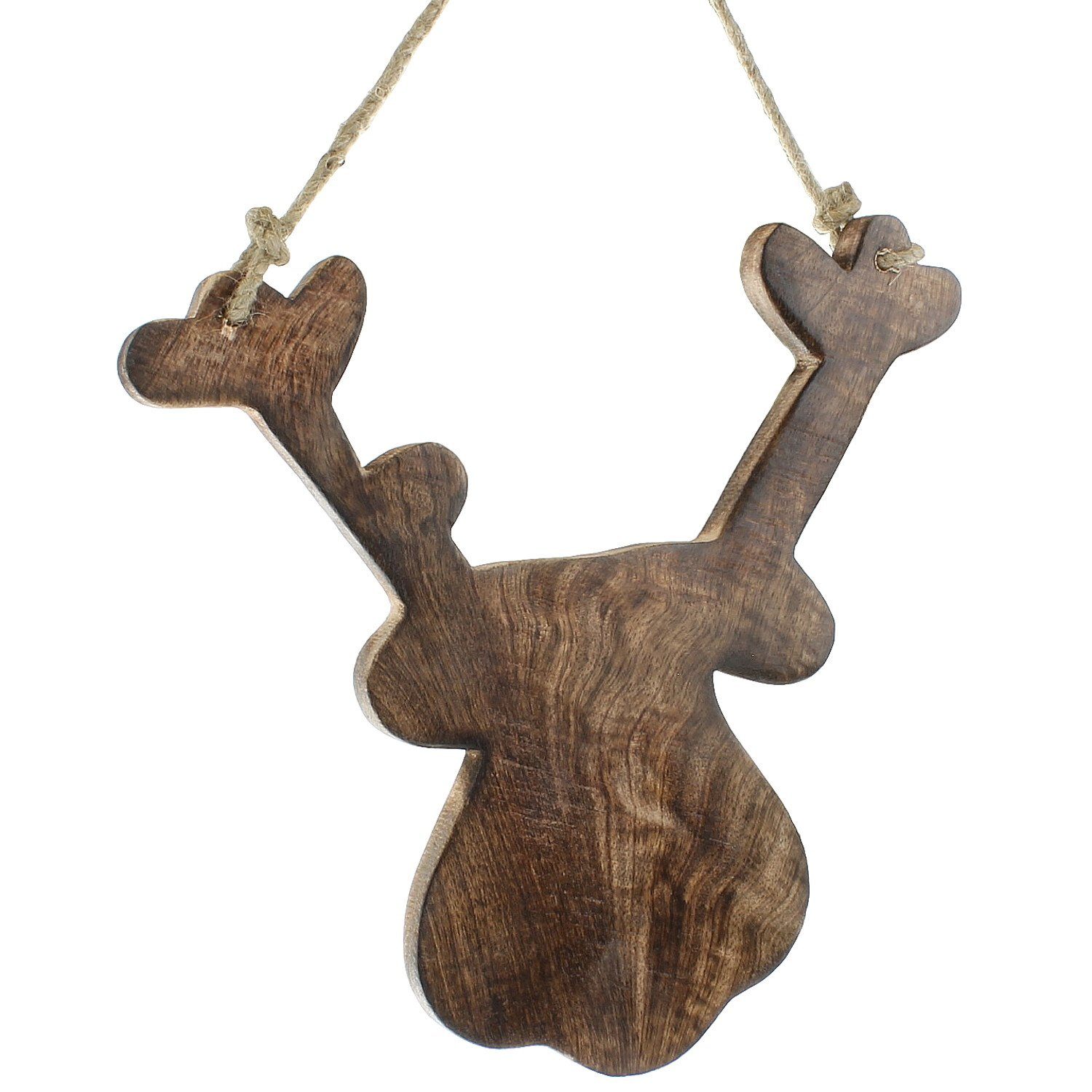 Macosa Home Weihnachtsfigur 2er Set Weihnachtsdeko Rentier Weihnachten Braun Holz Baumschmuck (2er Set, 2 St., zum hängen Fensterdeko modern), Weihnachtsdeko Rentier Weihnachten Baumschmuck Tür Adventskranz