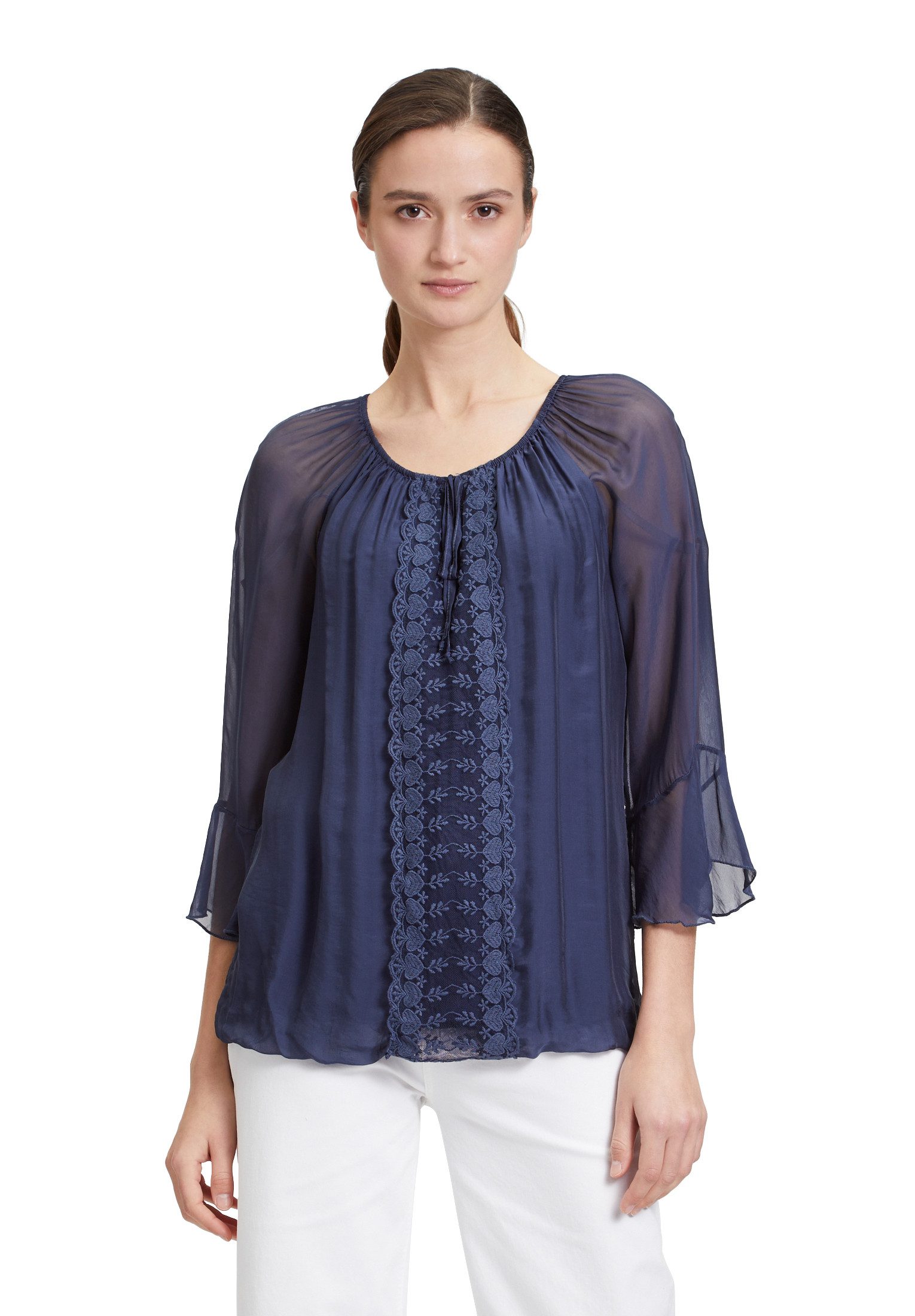 Schlupfbluse Cartoon Casual-Bluse mit Spitze