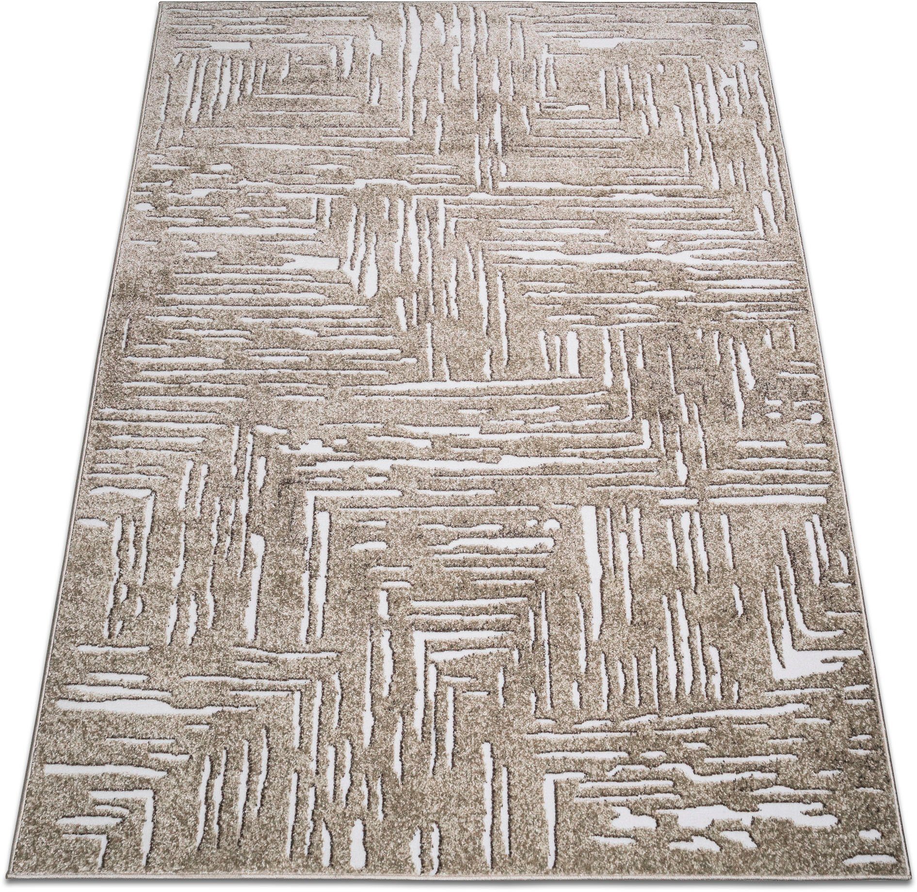 OTTO home Teppich Navid, rechteckig, Höhe: 9 mm, Kurzflor, Hoch-Tief-Struktur, 3D-Design, modern, pflegeleicht
