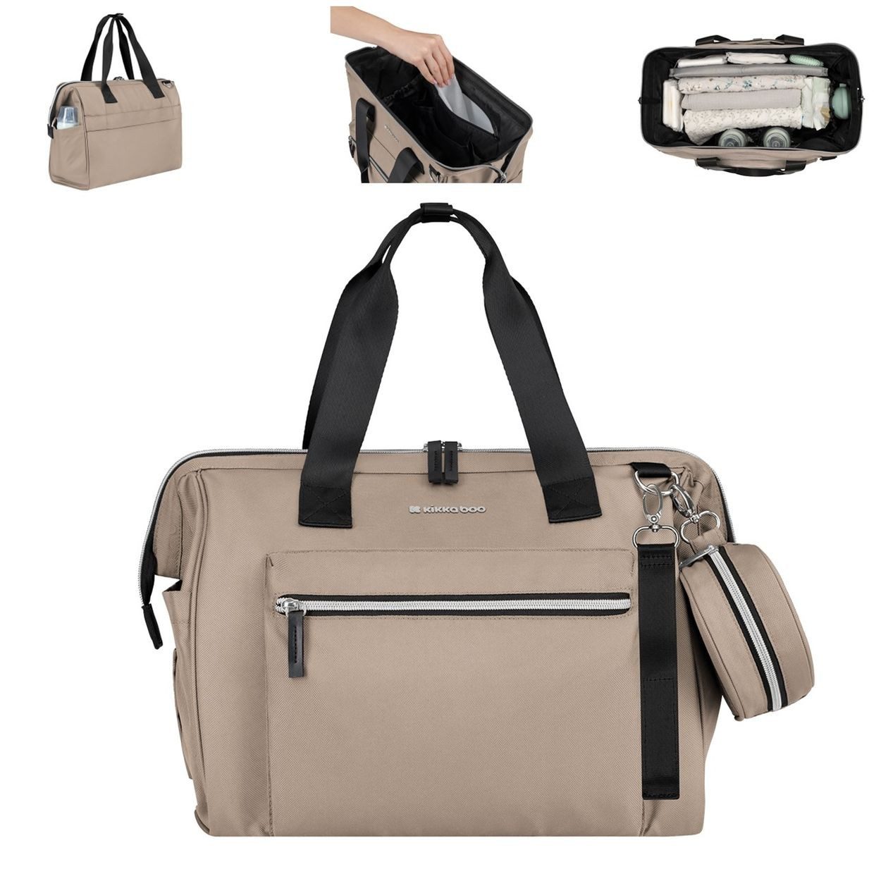 Kikkaboo Wickeltasche Maxi (1-tlg), Wickelunterlage, kleine Tasche, Reißverschluss, großes Hauptfach