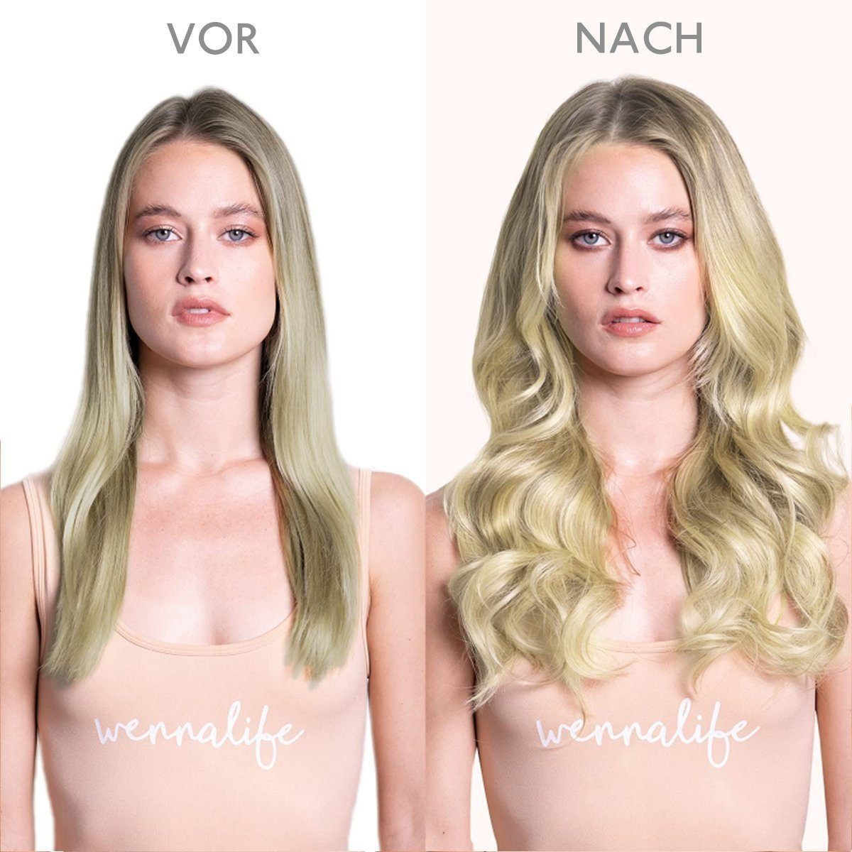 Goldblond Extensions Platinblond bis Eechthaar,Aschblond Echthaar-Extension Clip in Wennalife und