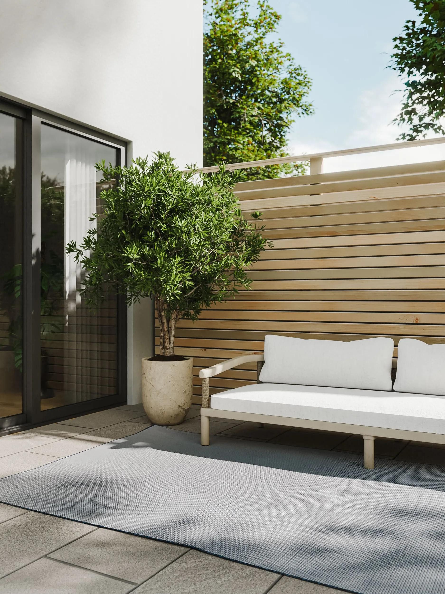 benuta Outdoorteppich Lou, rechteckig, Höhe: 5 mm, Outdoor Teppich Garten, Terrasse, Balkon, Küche, Wetterfest, Modern