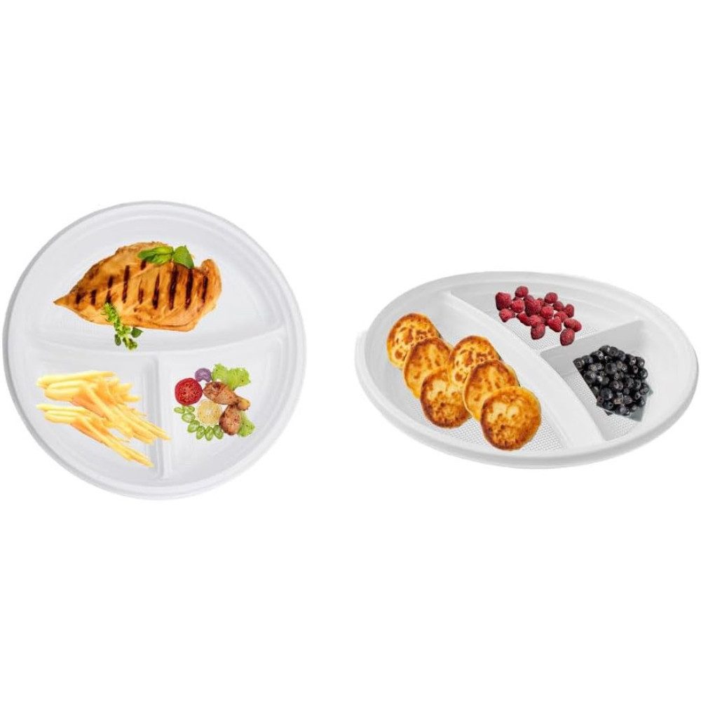 Lauroo Grillteller Menüteller 3-geteilt Ø22 cm Teller 100 Stück, (100 St) – Bild 4 von 5