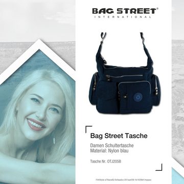 BAG STREET Schultertasche Bag Street Damenhandtasche Schultertasche (Schultertasche), Schultertasche Nylon, blau ca. 32cm x ca. 20cm