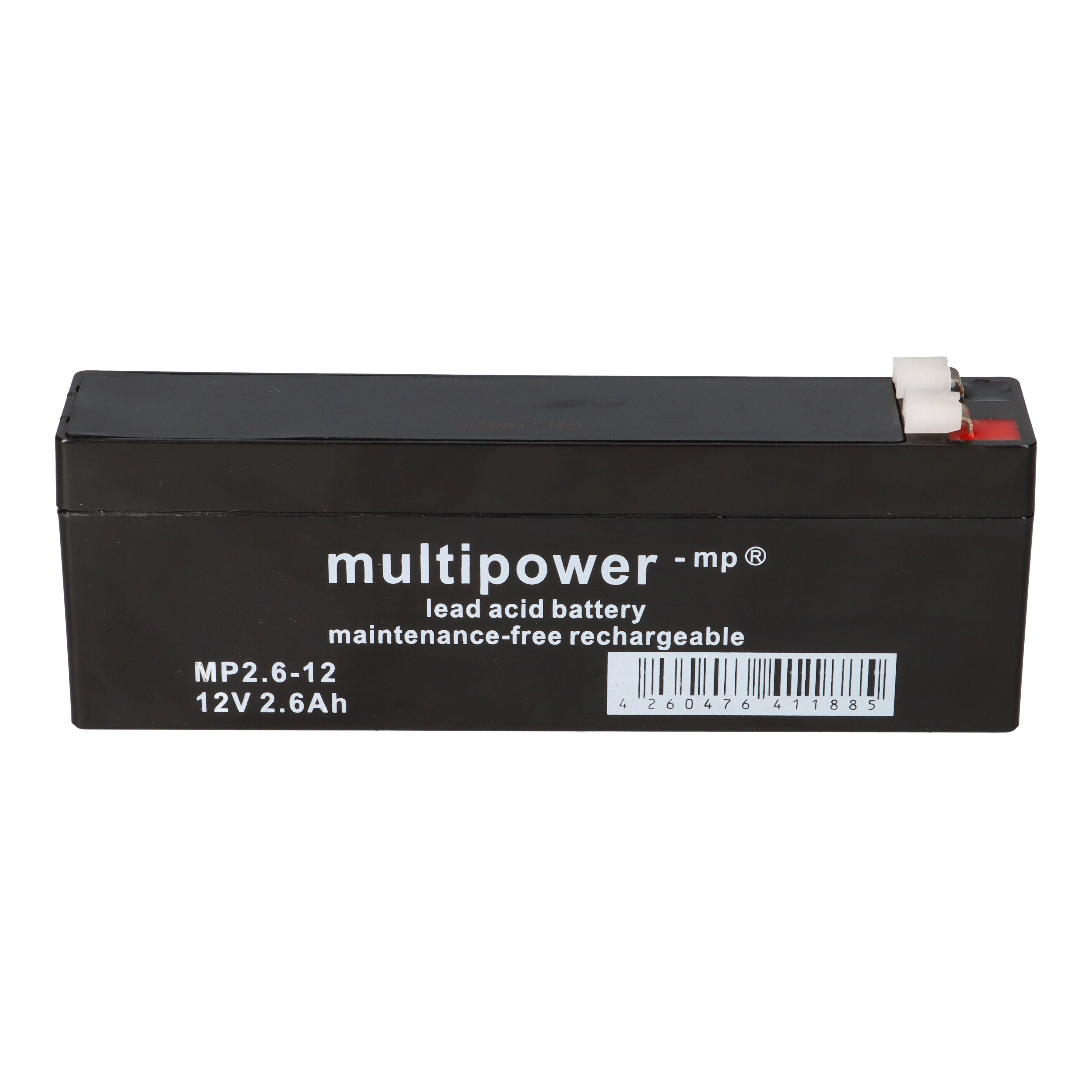 Multipower Multipower Faston 4,8mm 2,6Ah 12V Blei-Akku Bleiakkus MP2,6-12 Pb