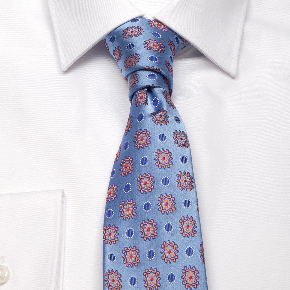 mit Breit Seiden-Jacquard Krawatte Krawatte (8cm) geometrischem BGENTS Muster Hellblau