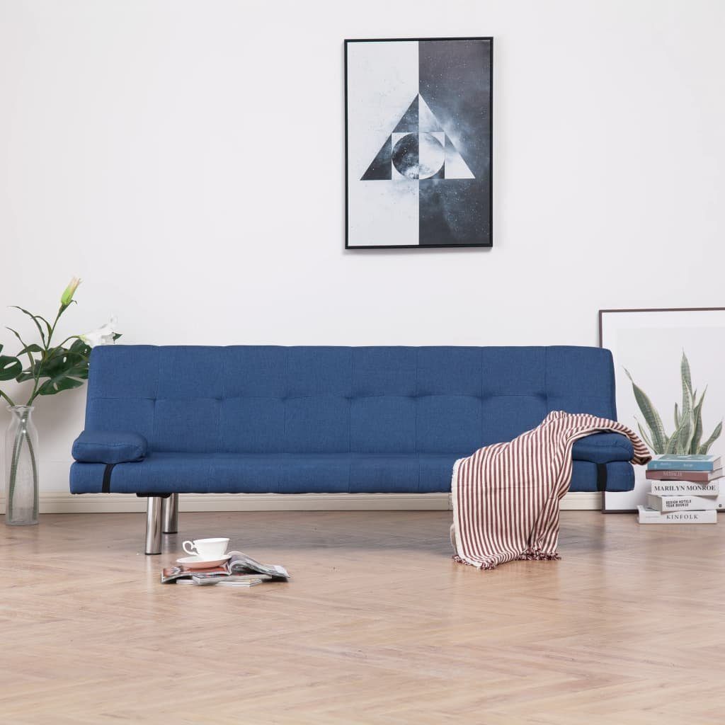 vidaXL Sofa Schlafsofa mit zwei Kissen Blau Polyester | Alle Sofas