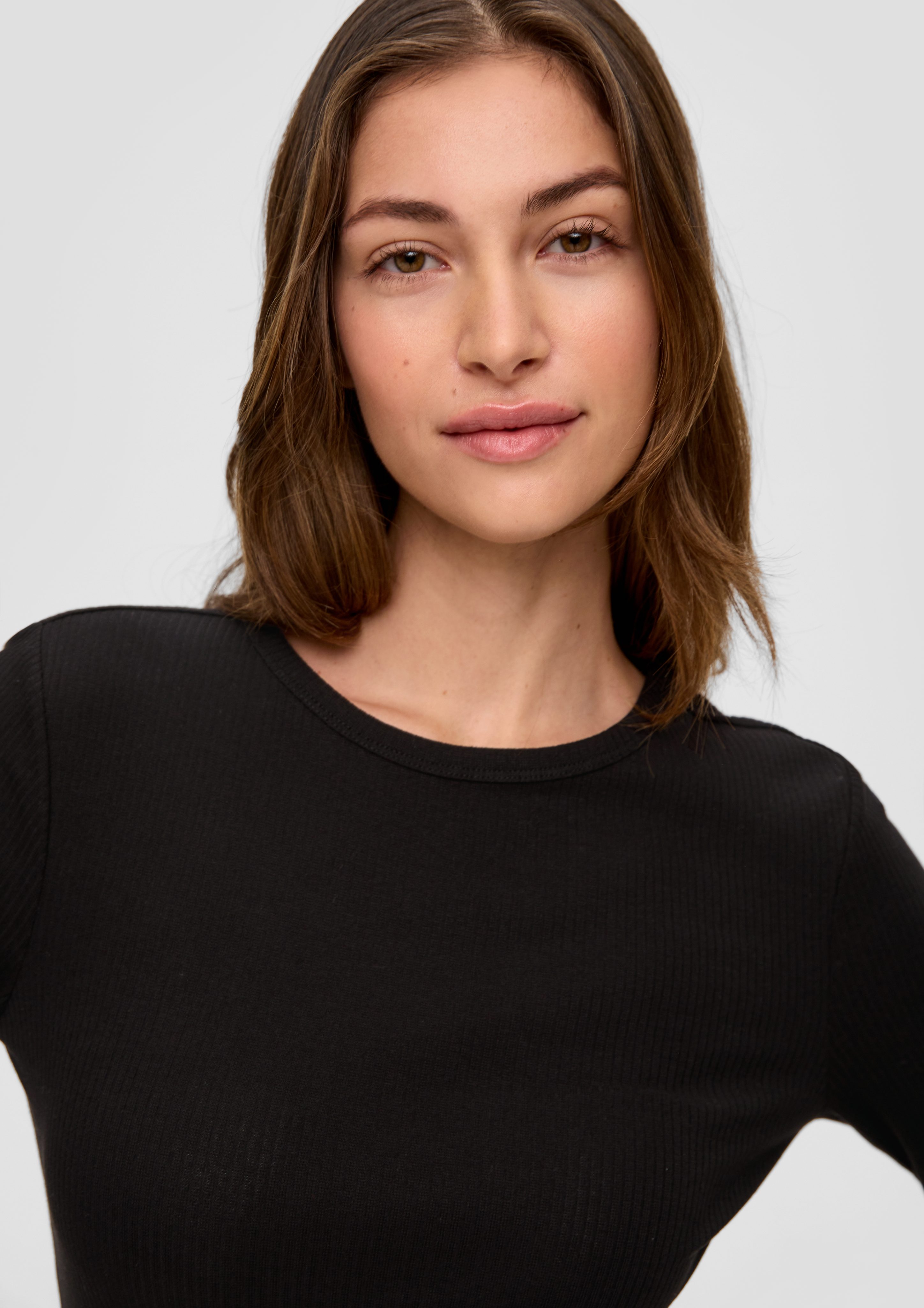 QS Langarmshirt Geripptes Longsleeve im Slim günstig online kaufen
