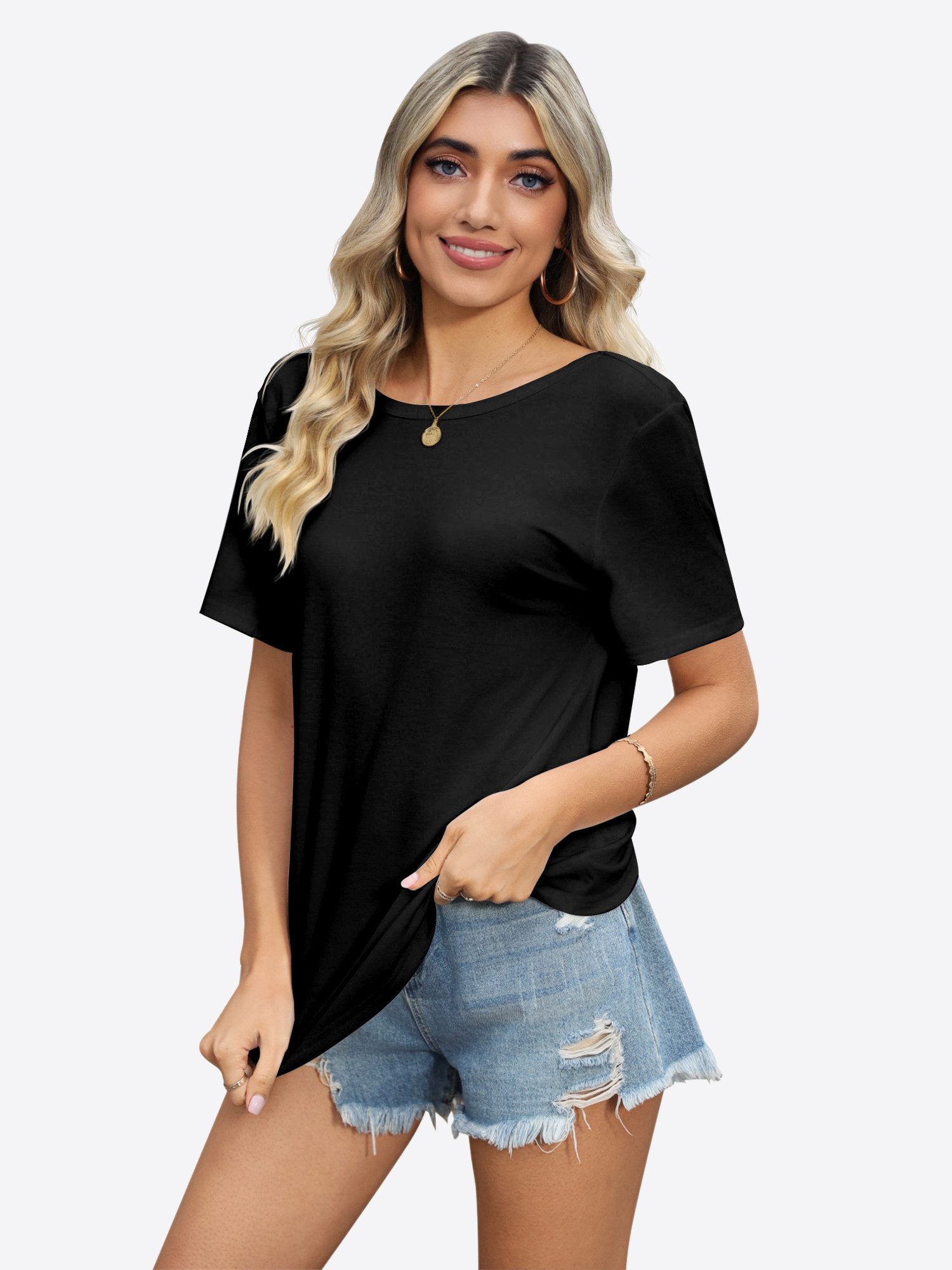 T-Shirt Damen rückenfreie Kurzarm-Bluse