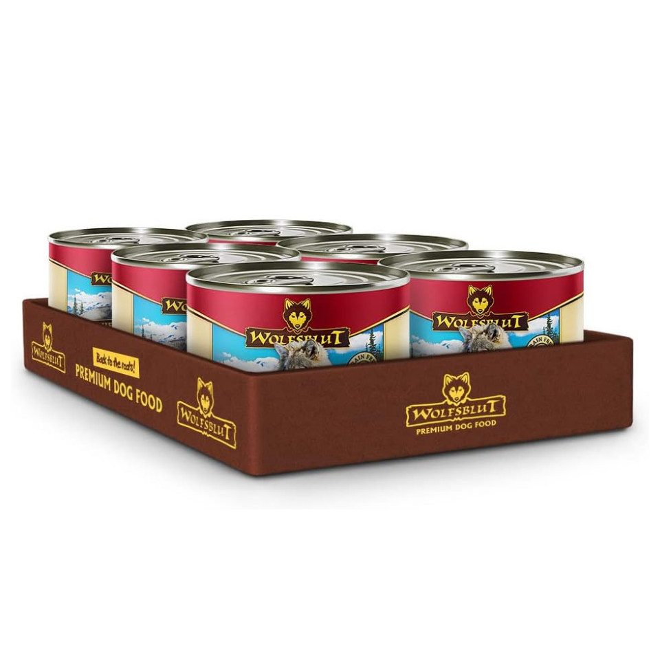 Wolfsblut Blue Mountain Adult - getreidefreies Nassfutter mit Wild 6x200g, Nassfutter für: Hunde